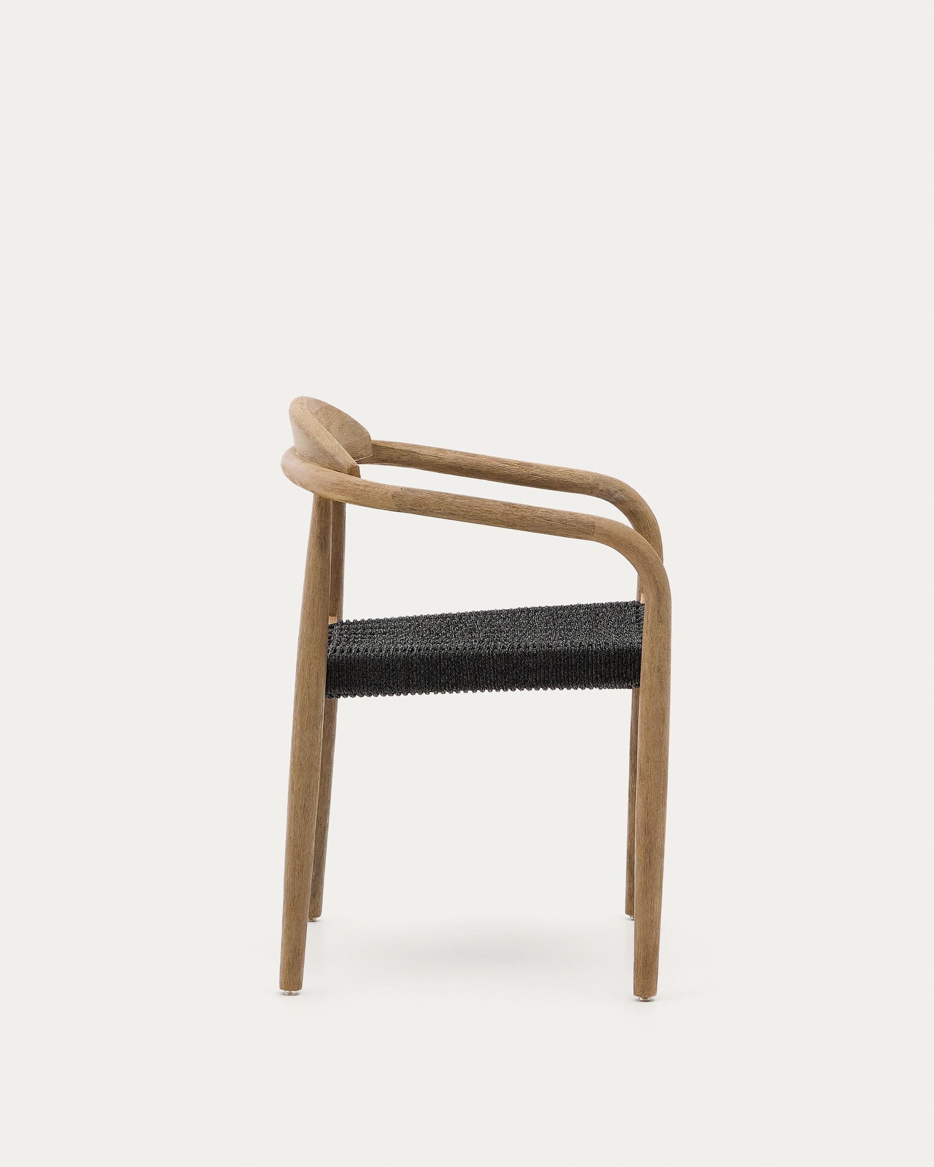 Nina stackable chair in solid acacia wood and black rope seat FSC 100% - Product View