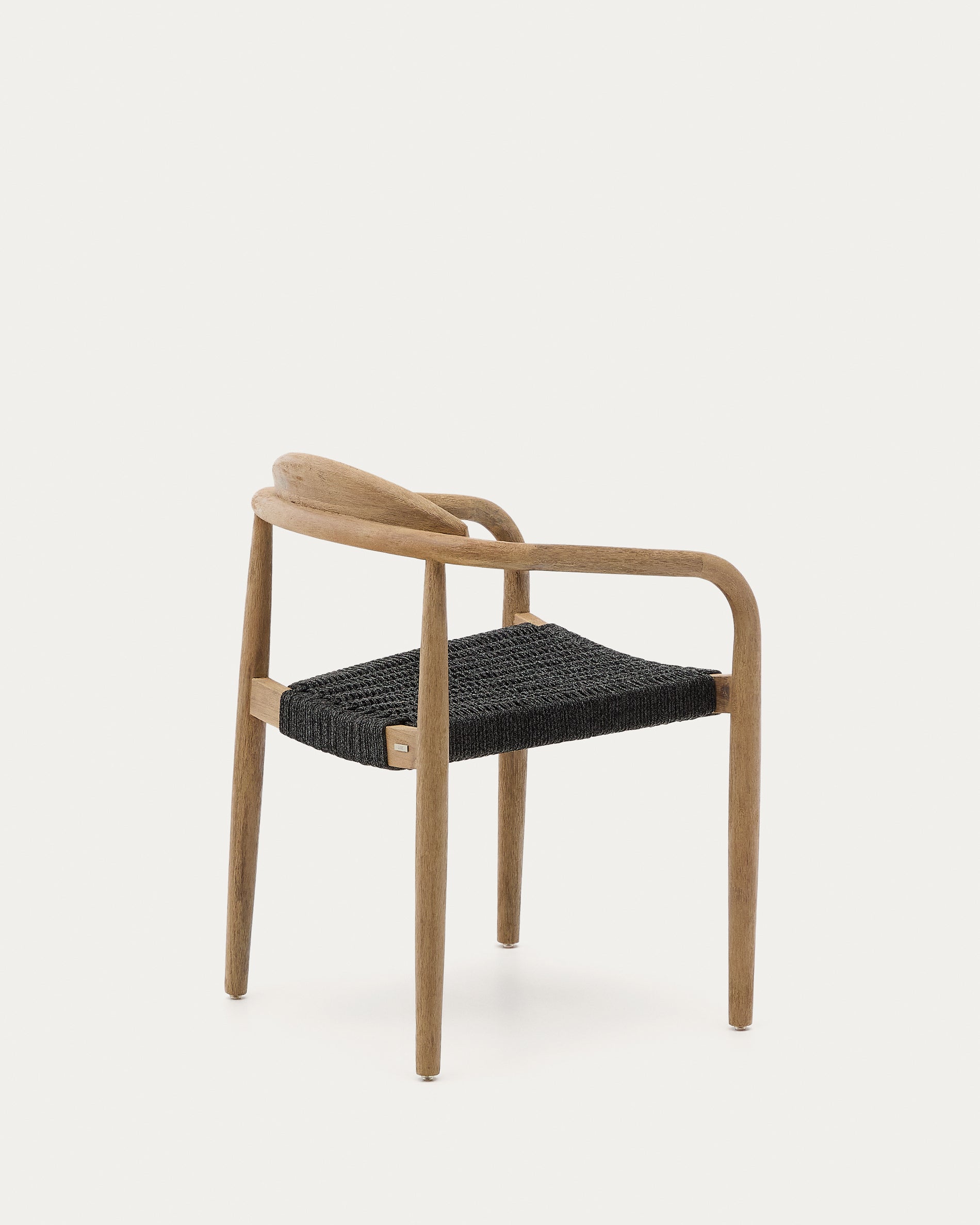 Nina stackable chair in solid acacia wood and black rope seat FSC 100% - Product View