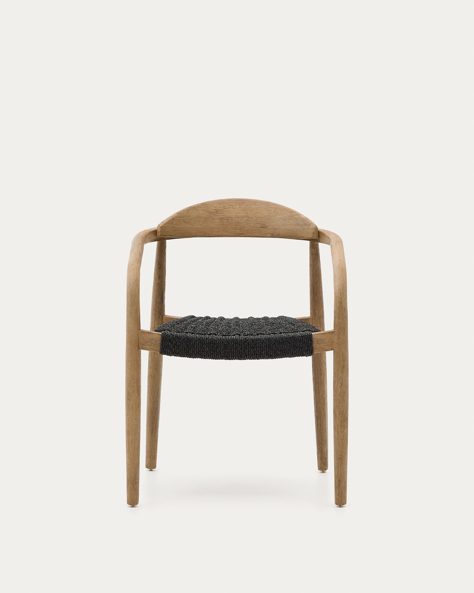 Nina stackable chair in solid acacia wood and black rope seat FSC 100% - Product View