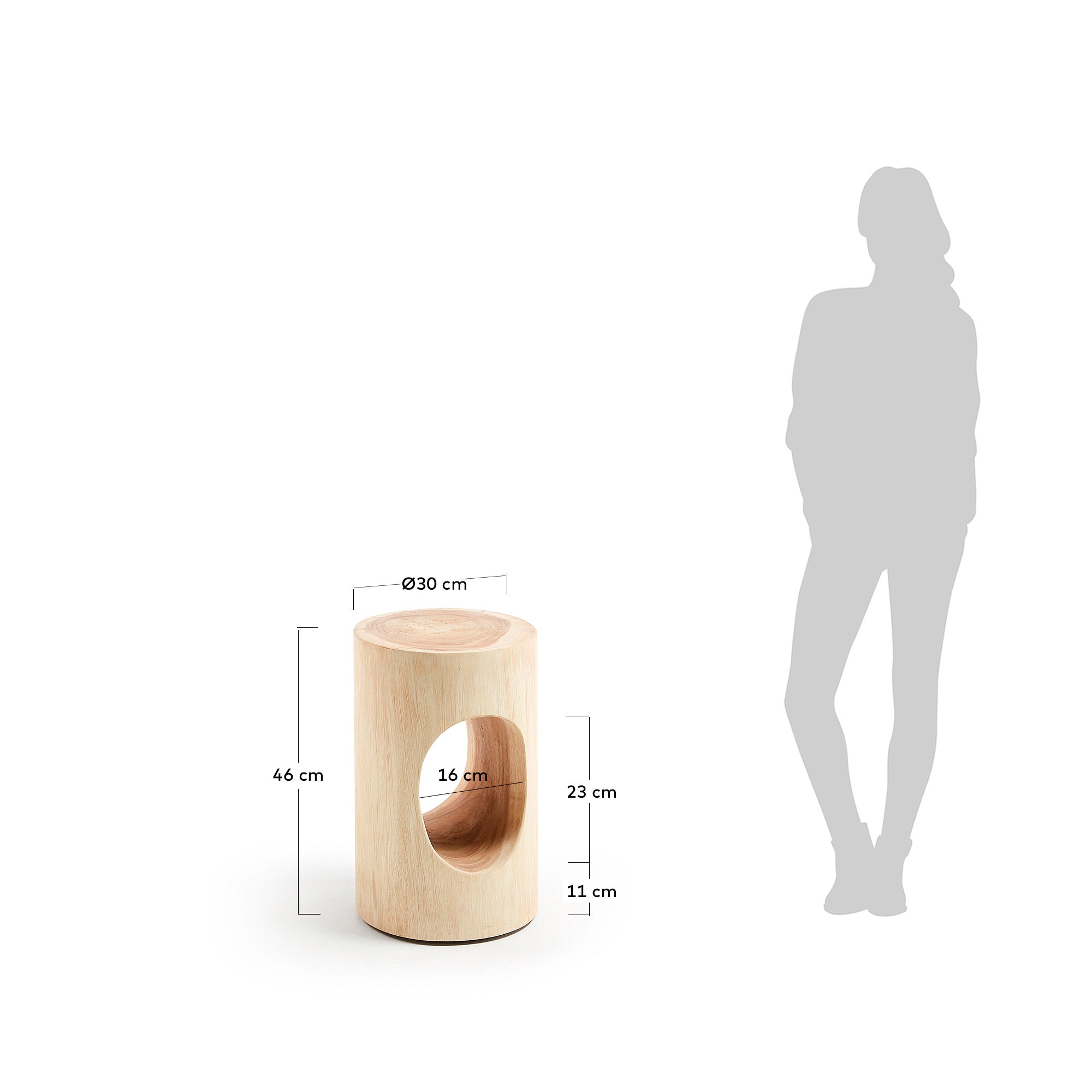 Halker solid rain tree wood side table, Ø 30 cm - Measurements