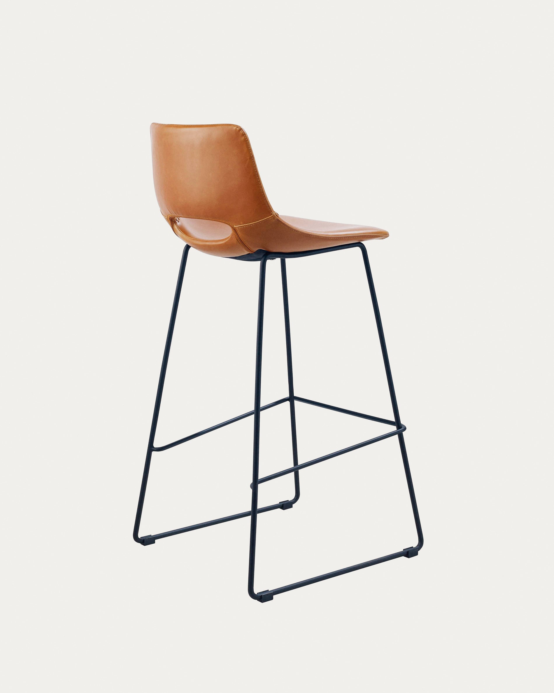 Brown synthetic leather Zahara barstool height 76 cm - Product View