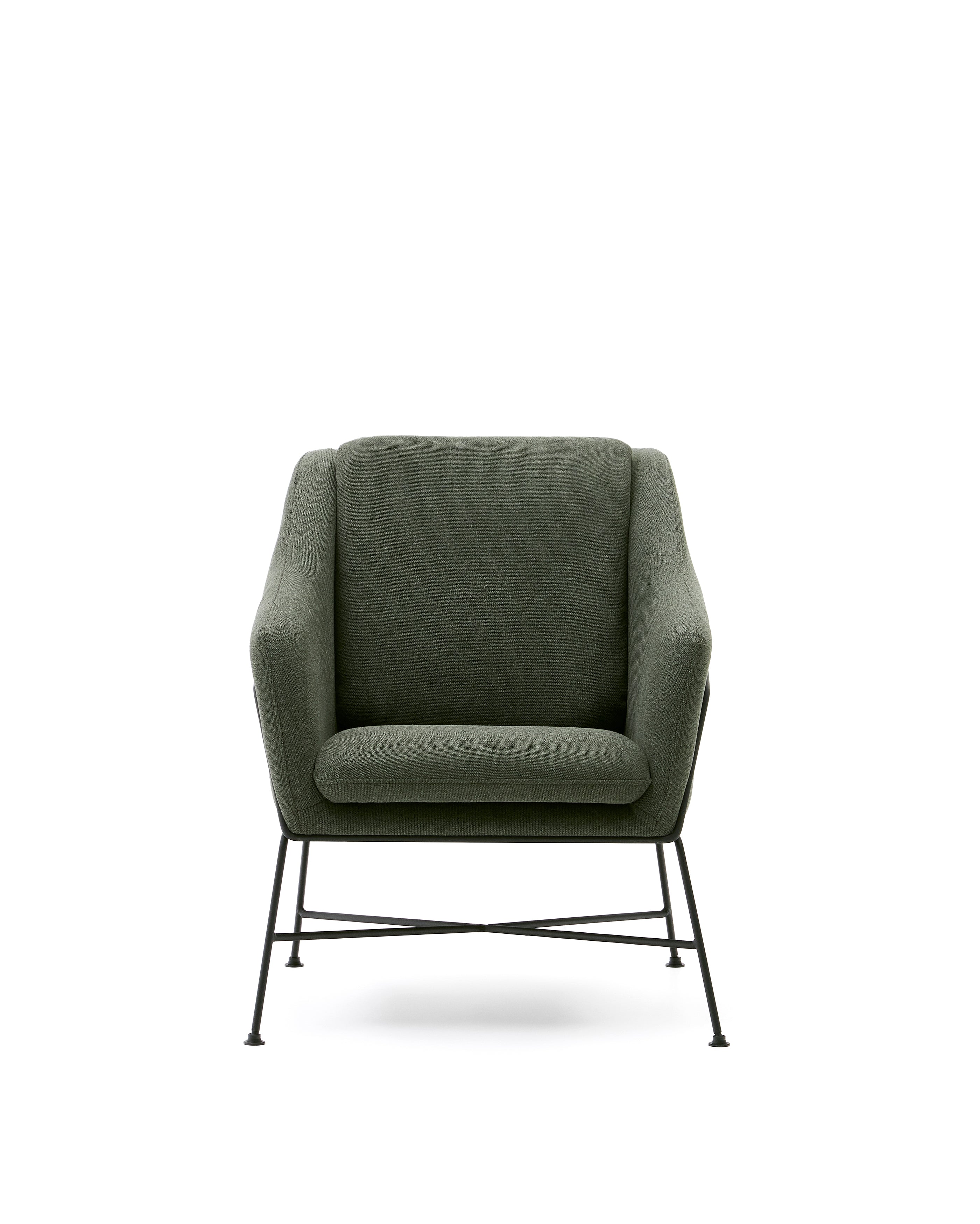 Brida armchair in green and steel legs with black finish - Product Image