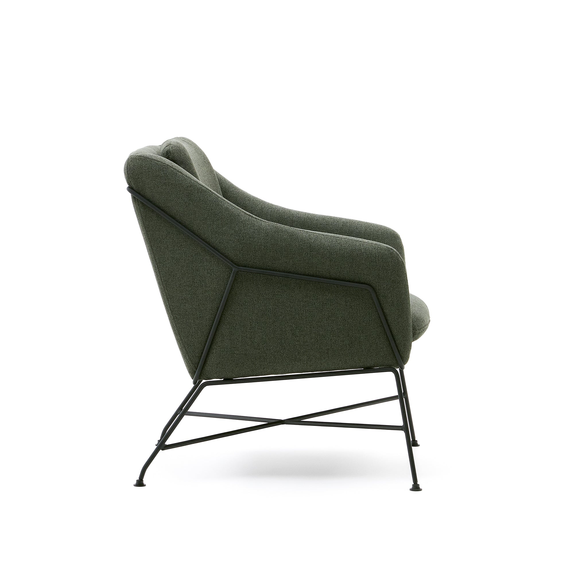Brida armchair in green and steel legs with black finish - Product Image