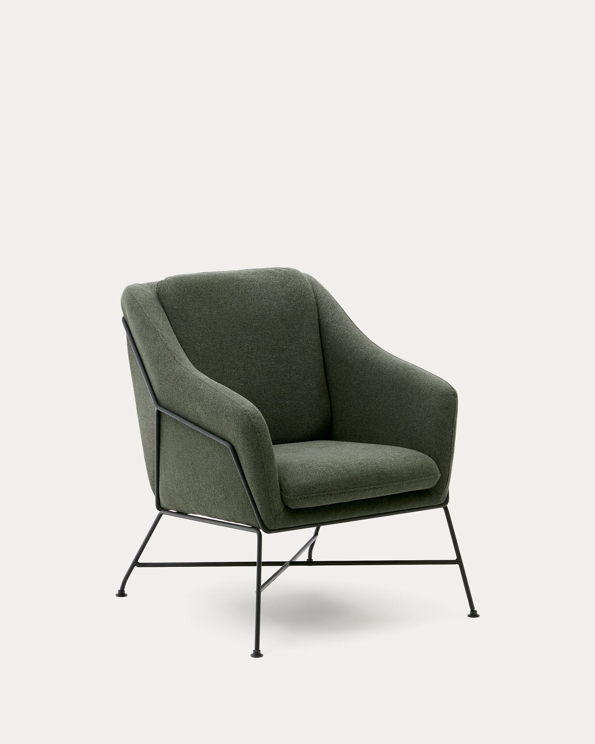 Brida armchair in green and steel legs with black finish - Product View