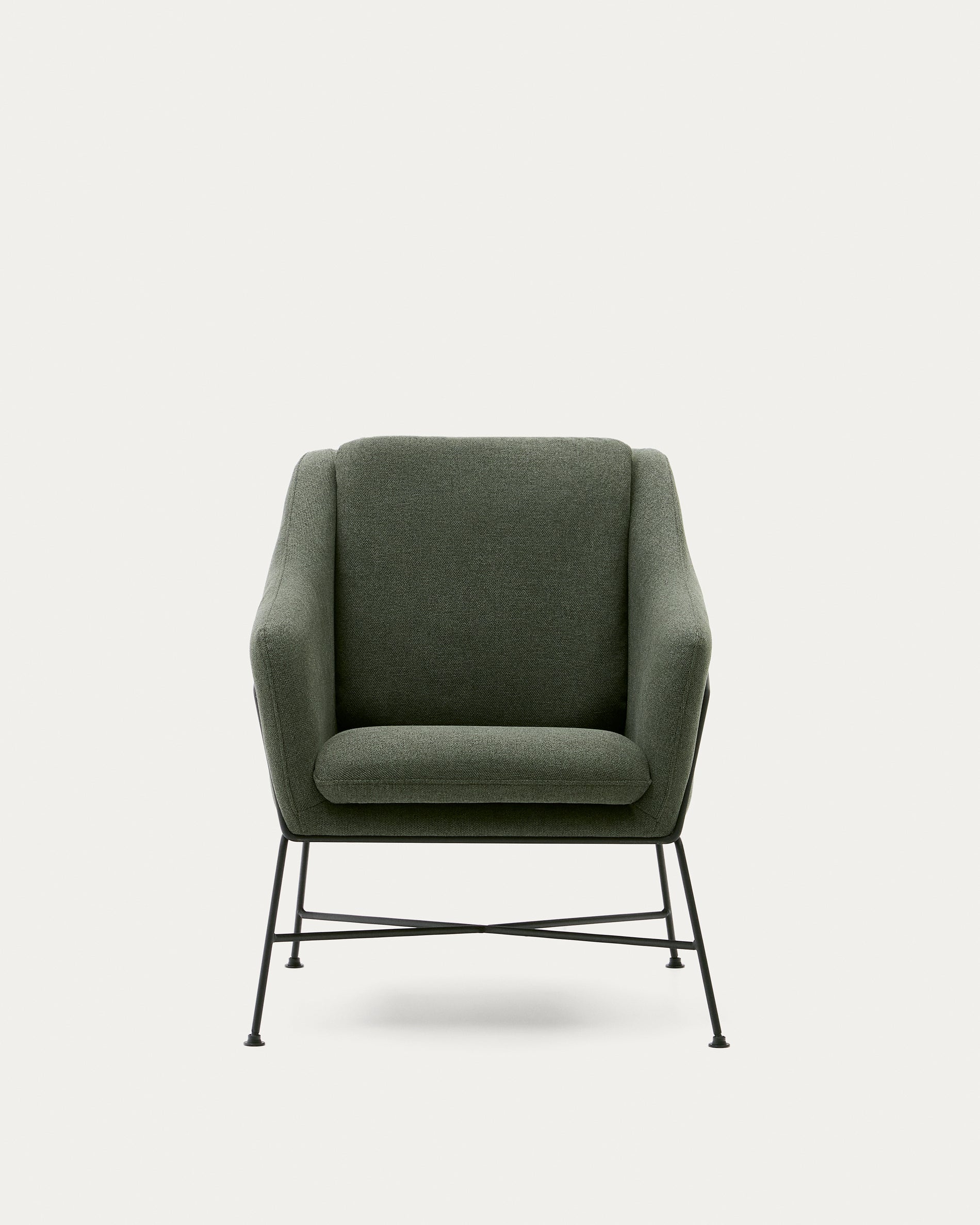 Brida armchair in green and steel legs with black finish - Product View