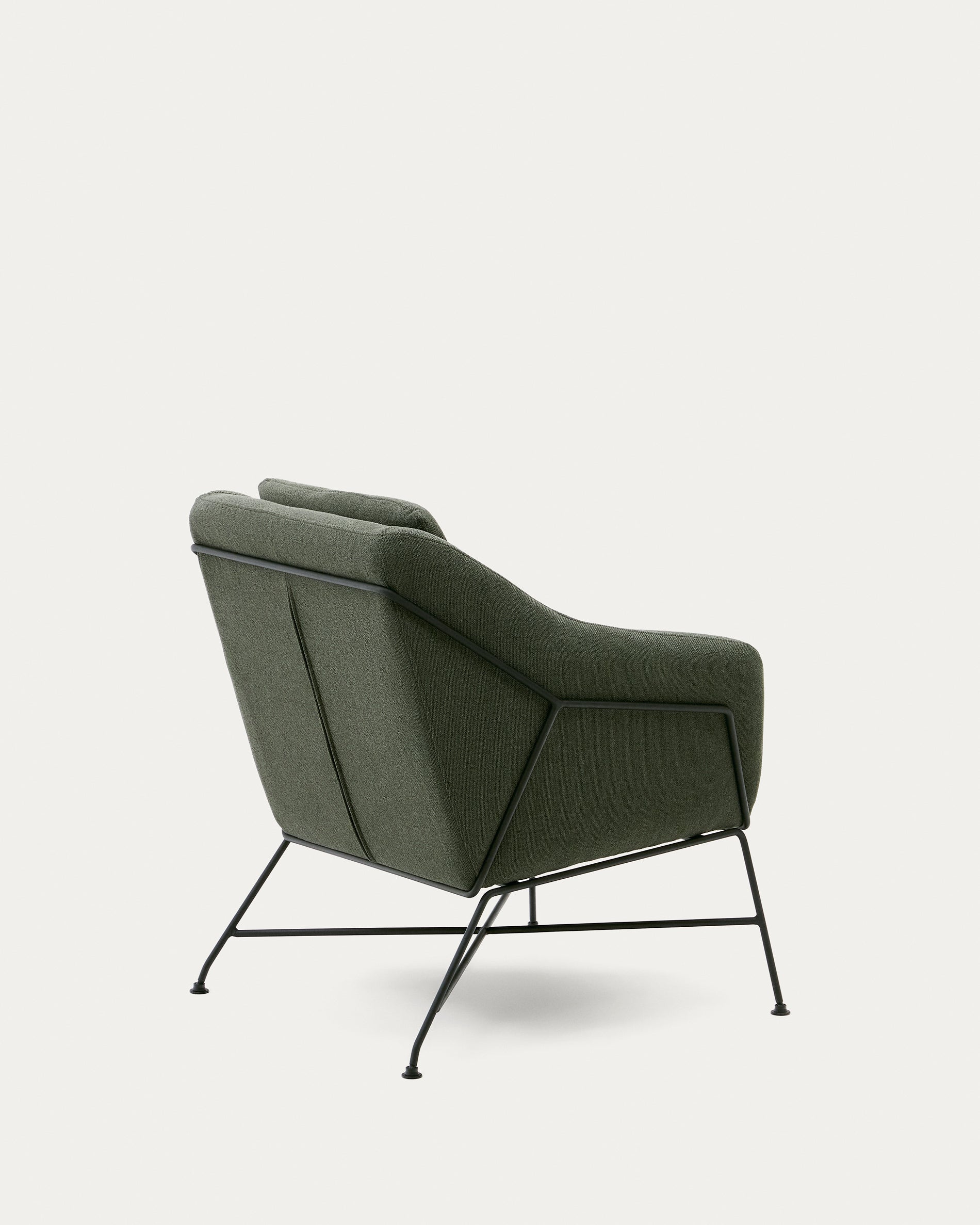 Brida armchair in green and steel legs with black finish - Product View