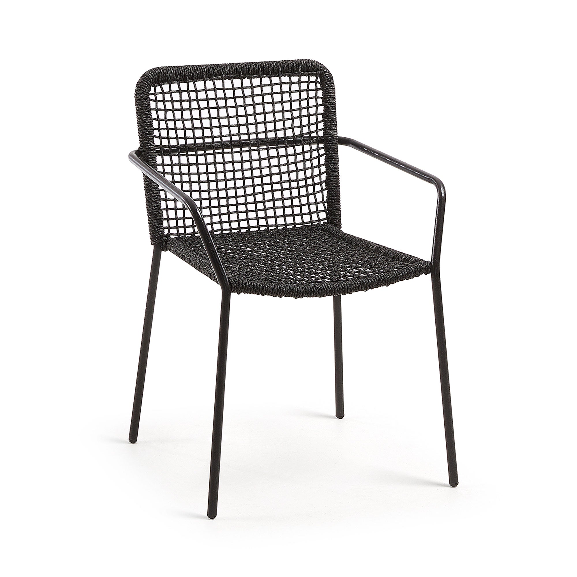 Ellen stackable chair in black cord with galvanised steel - Product Image