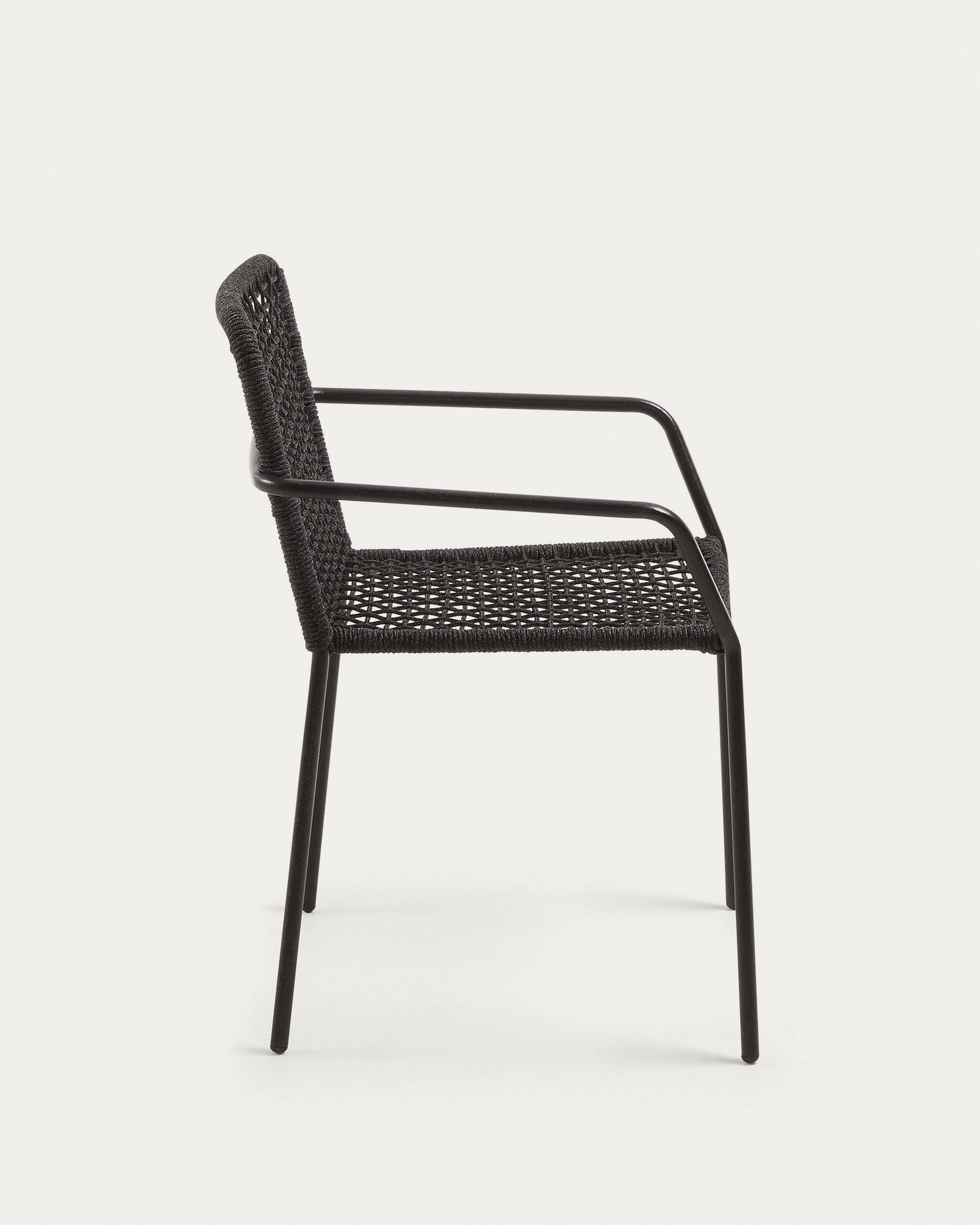 Ellen stackable chair in black cord with galvanised steel - Product View