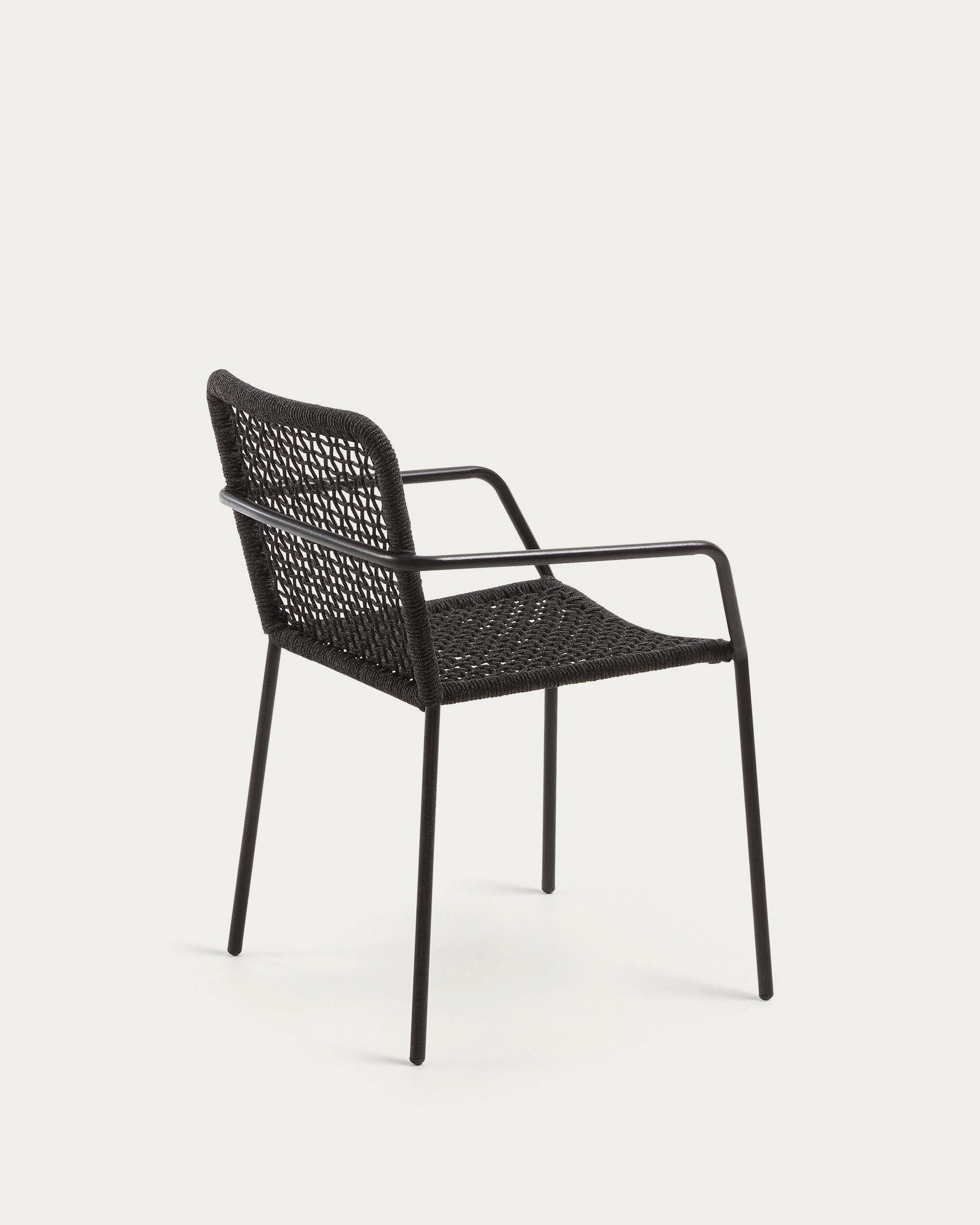 Ellen stackable chair in black cord with galvanised steel - Product View