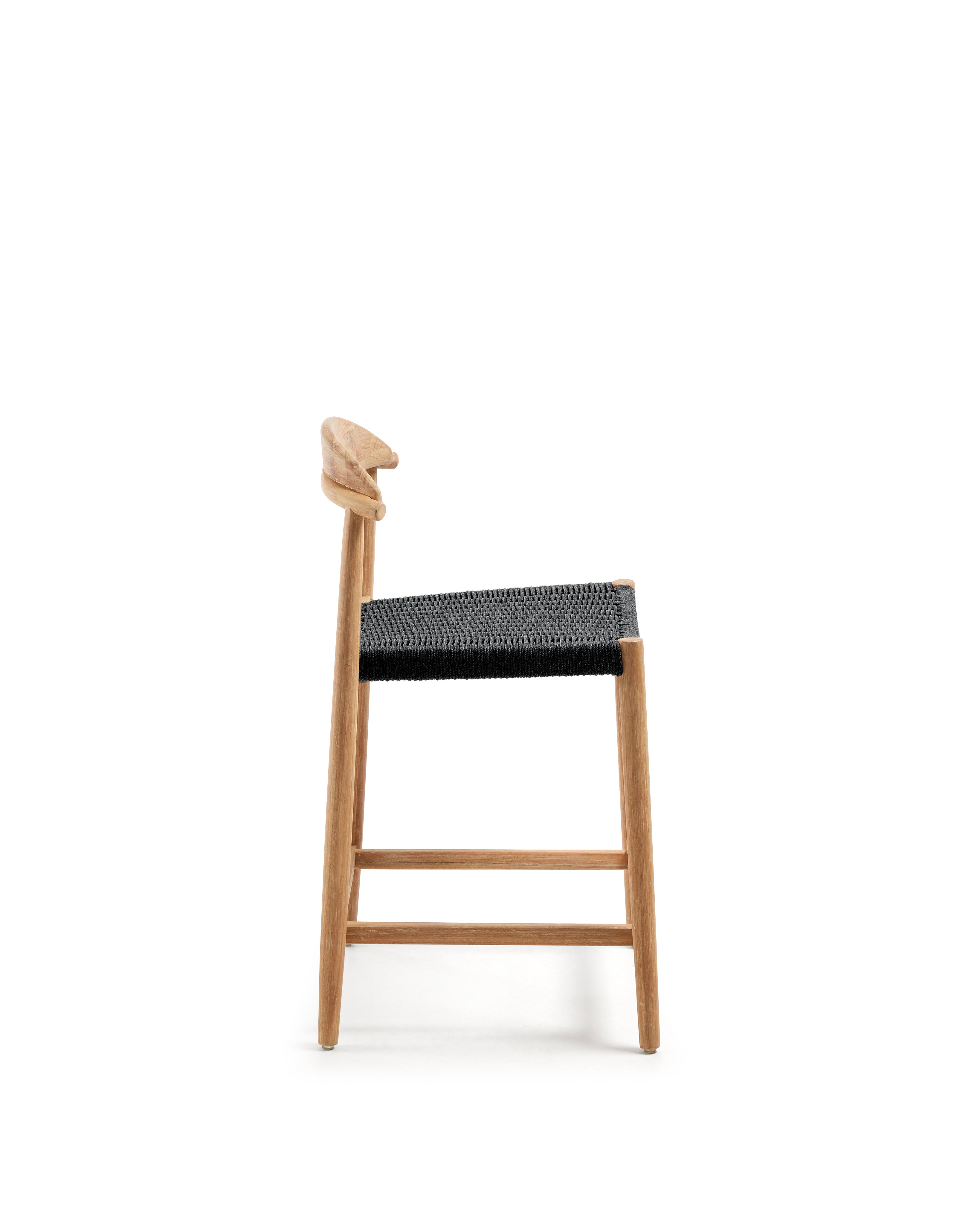 Nina Stool made of solid acacia wood with natural finish and black rope, height 62 cm - Product Image