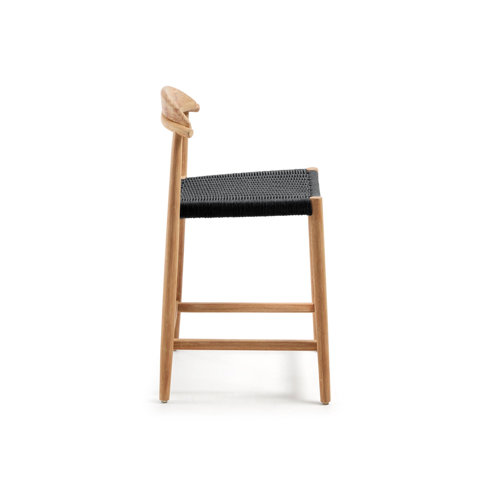 Nina Stool made of solid acacia wood with natural finish and black rope, height 62 cm - Product Image