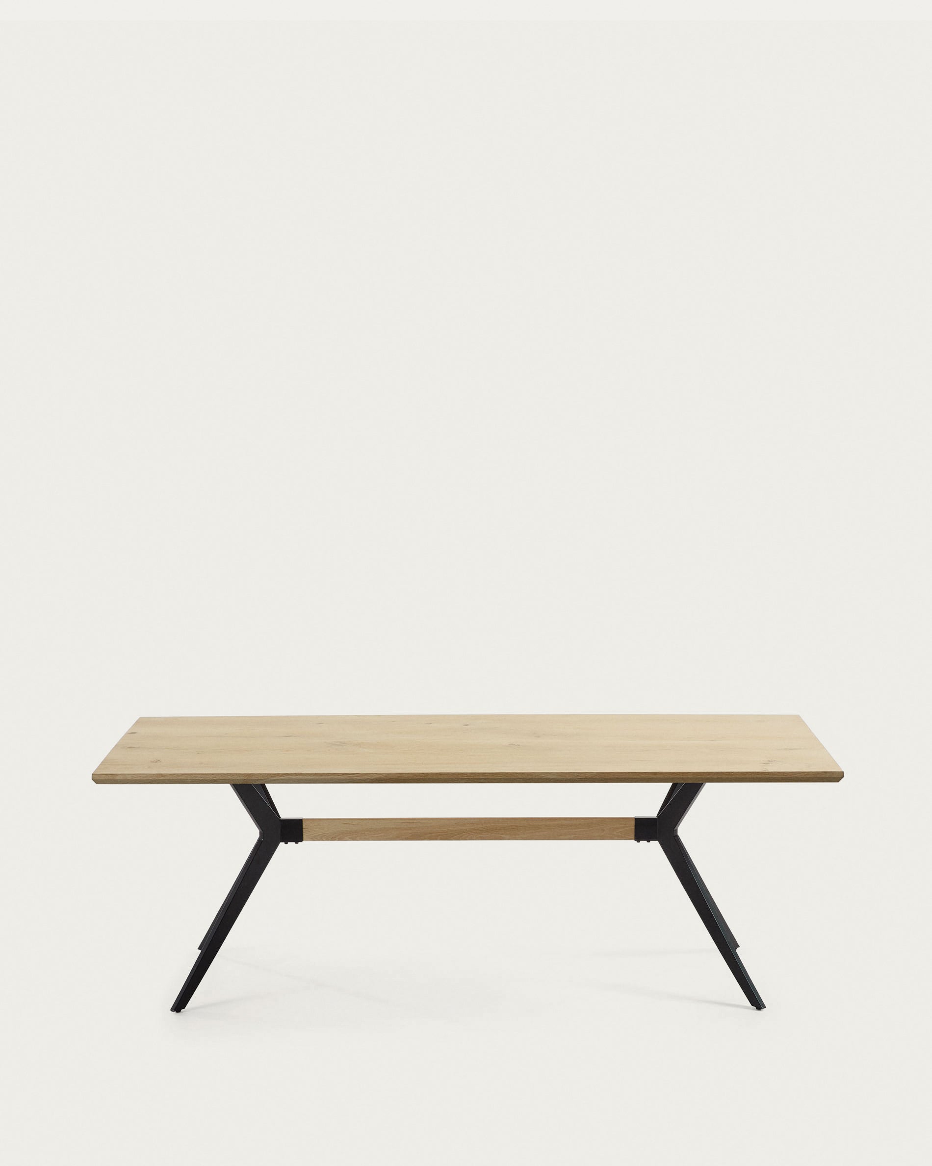 Amethyst oak veneer table with a whitewashed finish and black steel legs, 160 x 90 cm - Product View