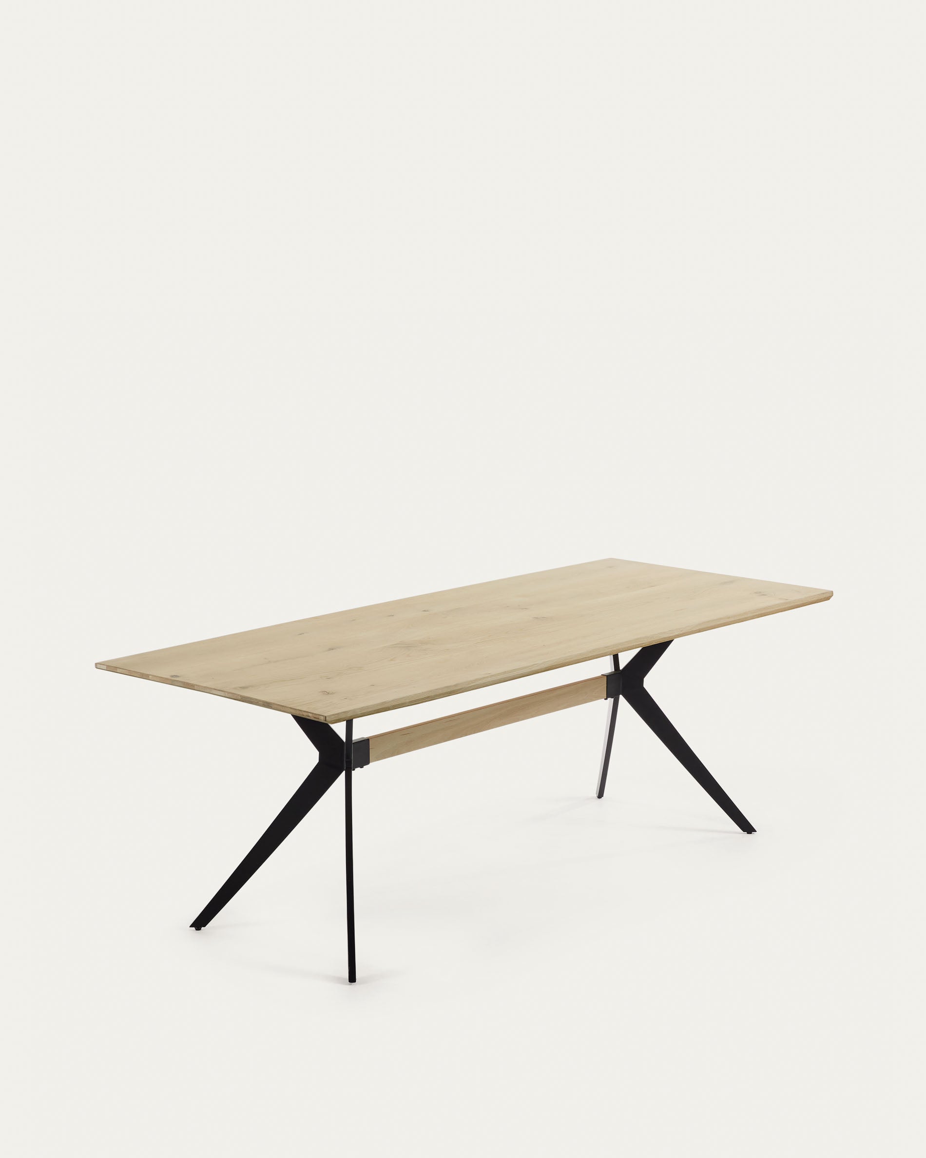 Amethyst oak veneer table with a whitewashed finish and black steel legs, 160 x 90 cm - Product View