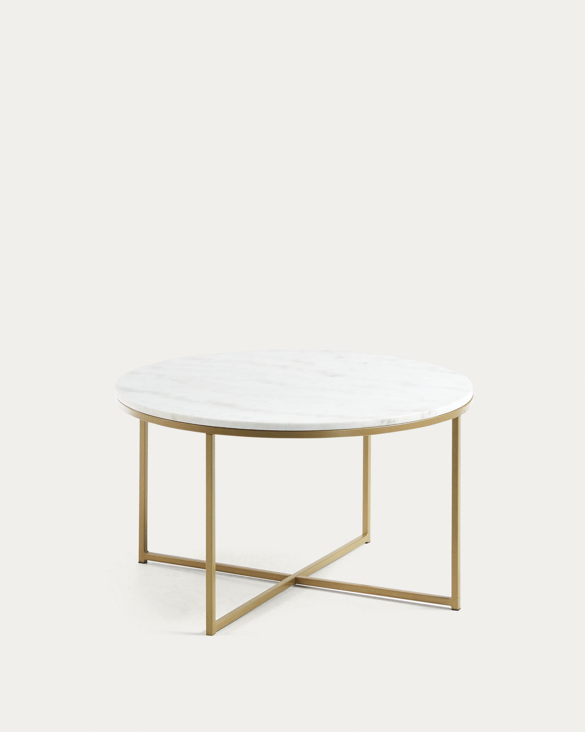 Sheffield coffee table in white marble and golden steel legs Ø 80 cm - Product View
