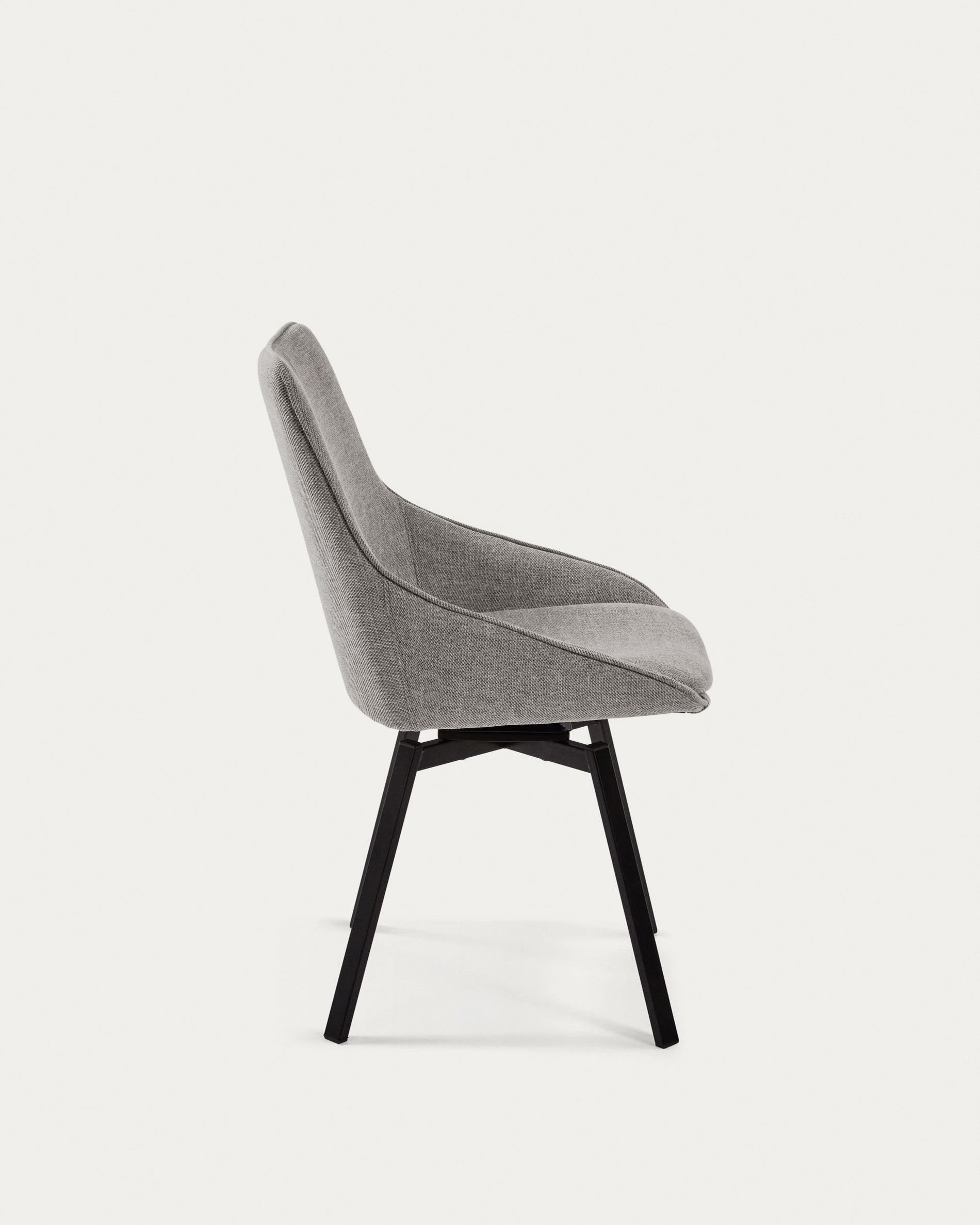Jenna light grey swivel chair with steel legs with black finish FSC 100% - Product View