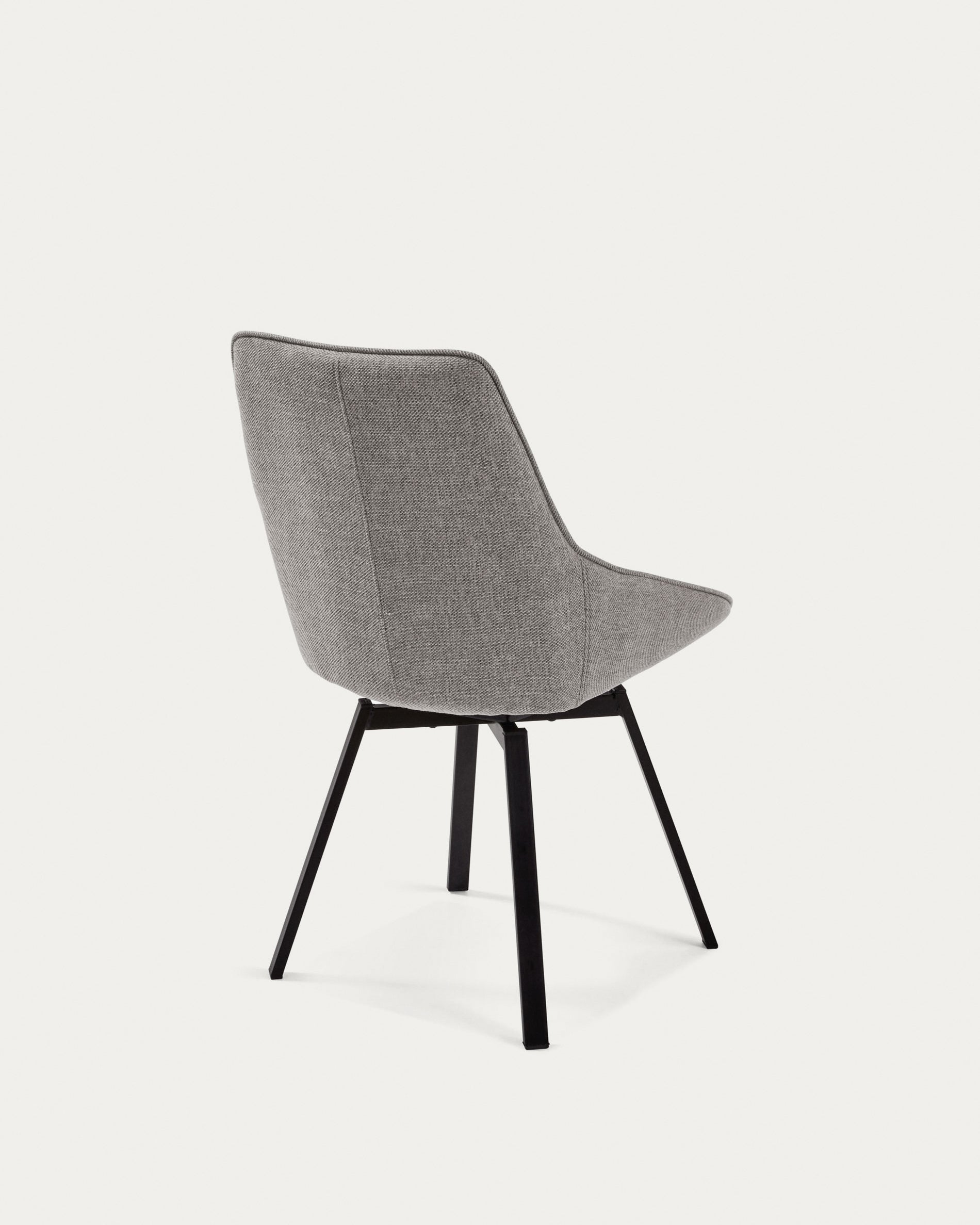 Jenna light grey swivel chair with steel legs with black finish FSC 100% - Product View