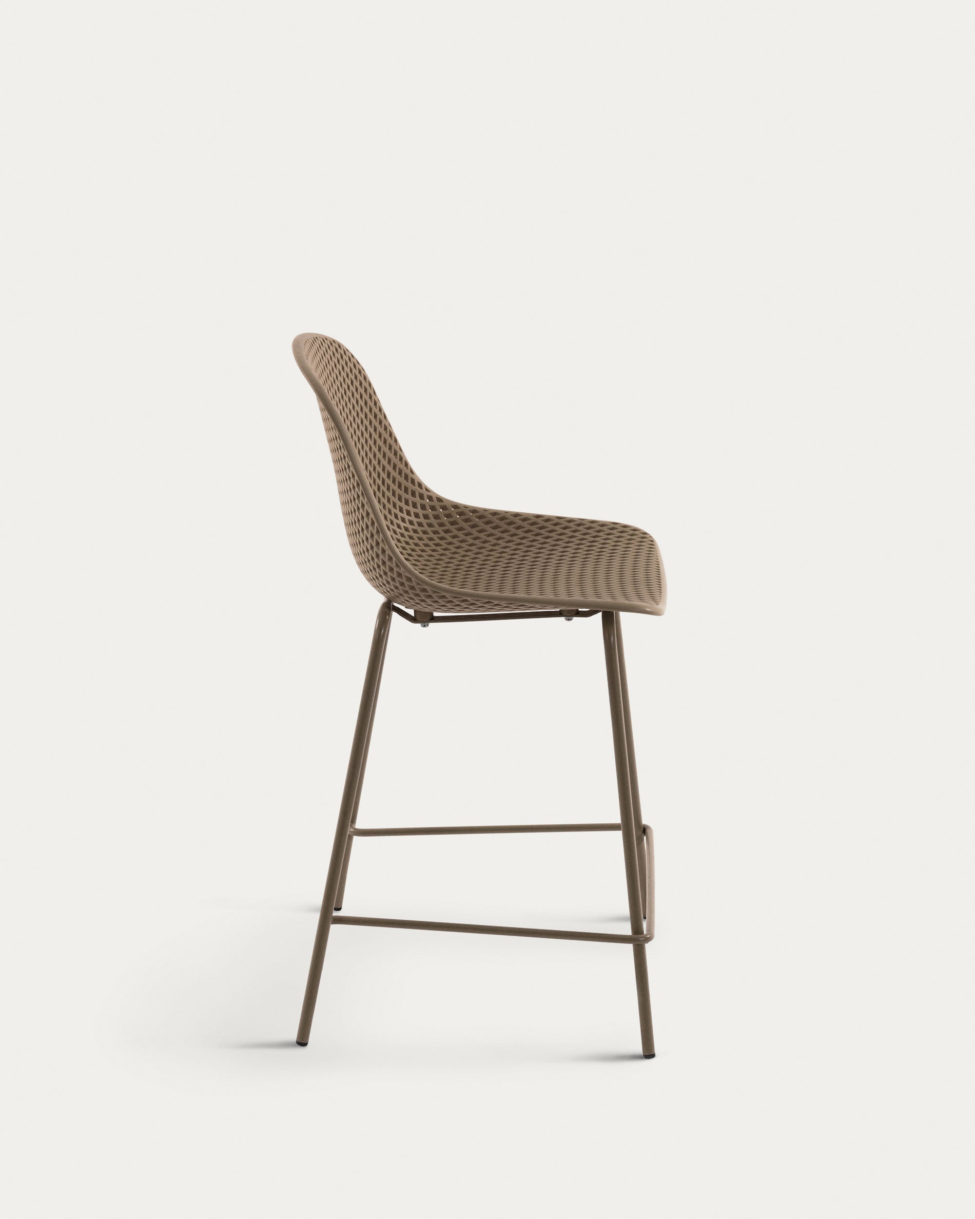 Quinby outdoor stool in beige, height 65 cm - Product View