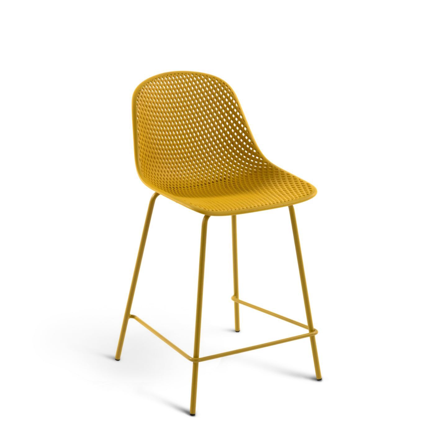 Quinby outdoor stool in yellow, height 65 cm - Product Image