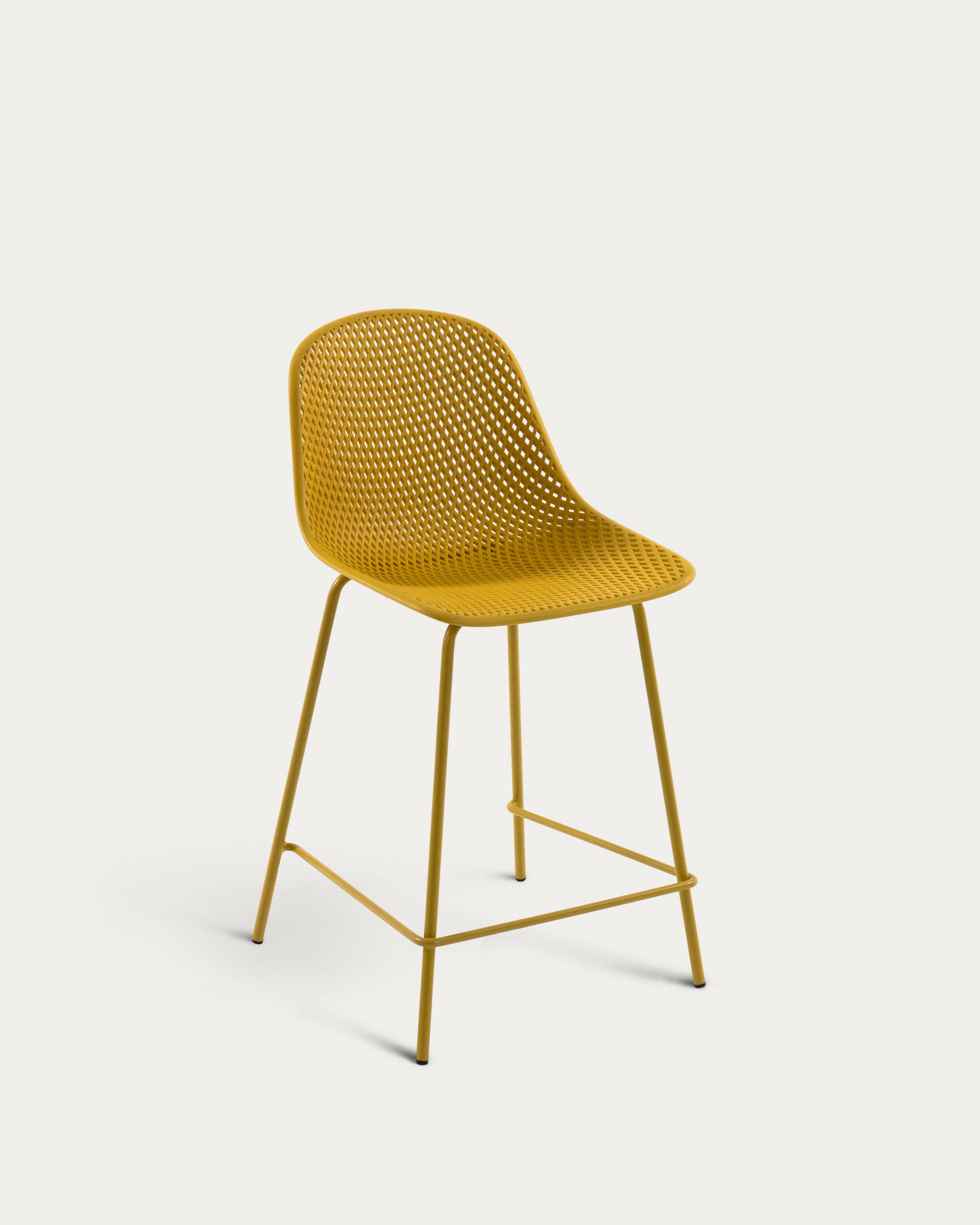 Quinby outdoor stool in yellow, height 65 cm - Product View