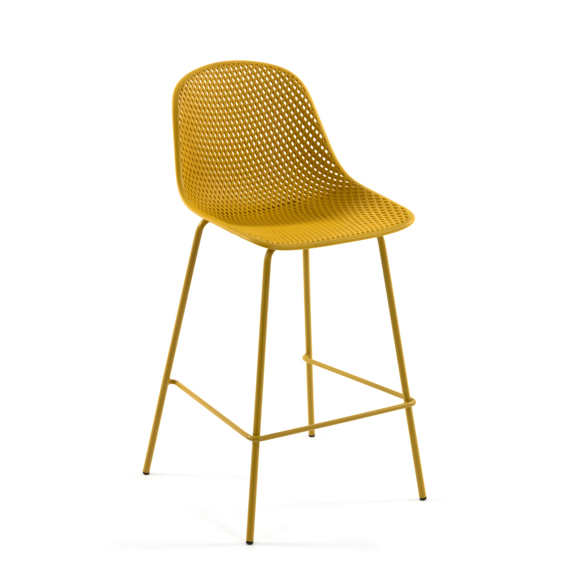 Quinby outdoor stool in yellow, height 75 cm - Product Image