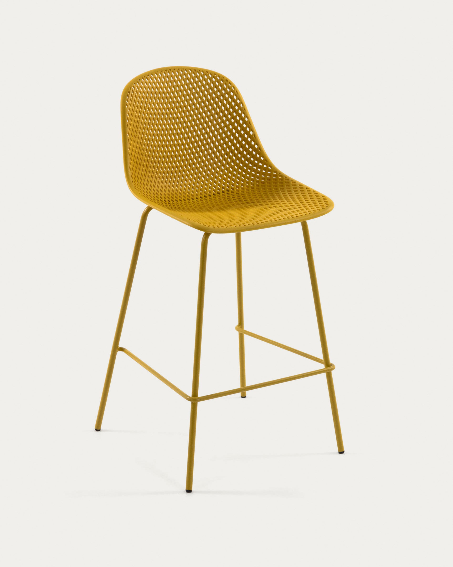 Quinby outdoor stool in yellow, height 75 cm - Product View