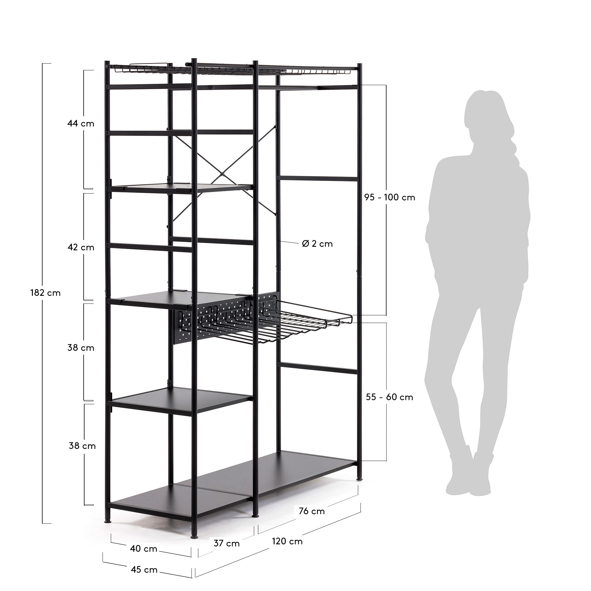 Storn doorless closet 120 x 182 cm - Measurements