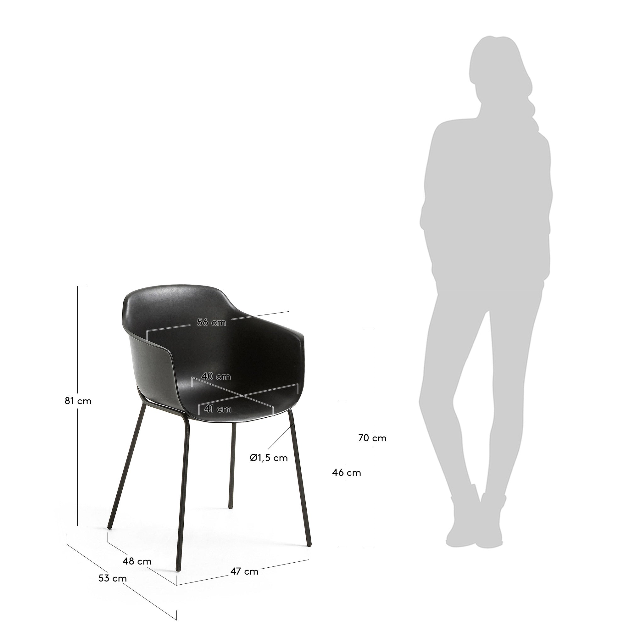 Black Khasumi chair - Measurements