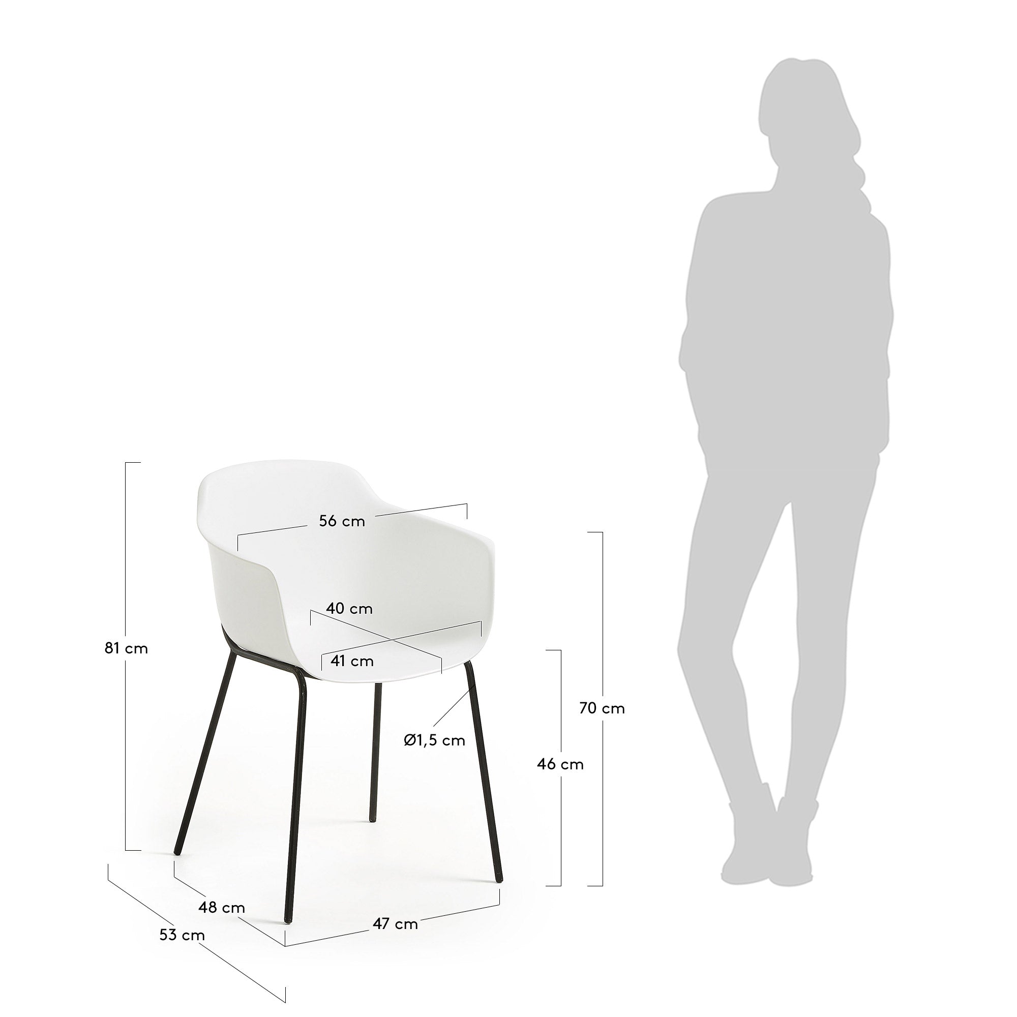 White Khasumi chair - Measurements