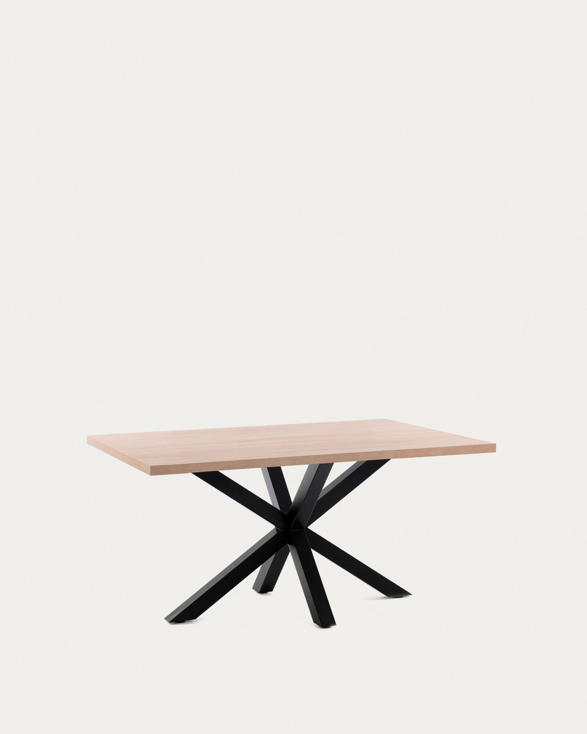 Argo table in melamine with natural finish and steel legs with black finish 160 x 100 cm - Product View