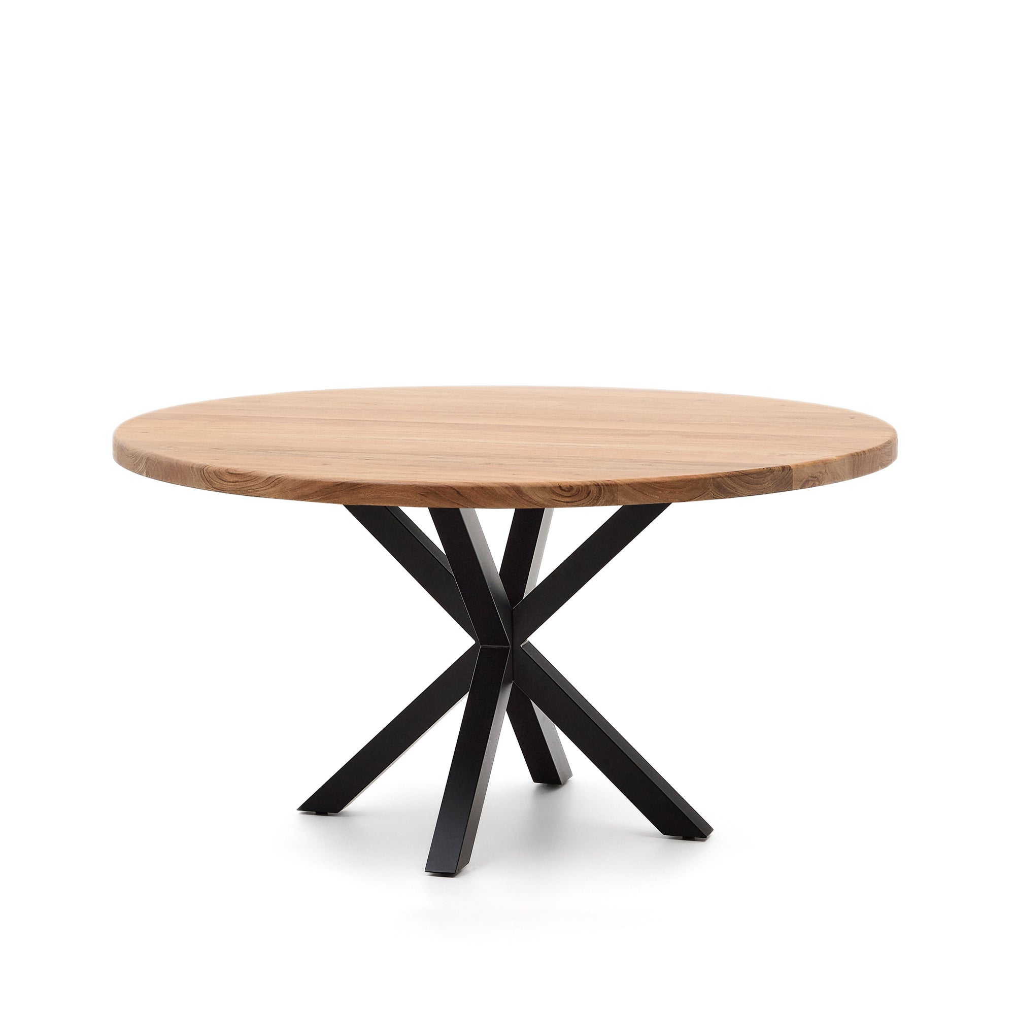 Round table Argo in solid acacia wood and steel legs with black finish Ø 150 cm - Product Image
