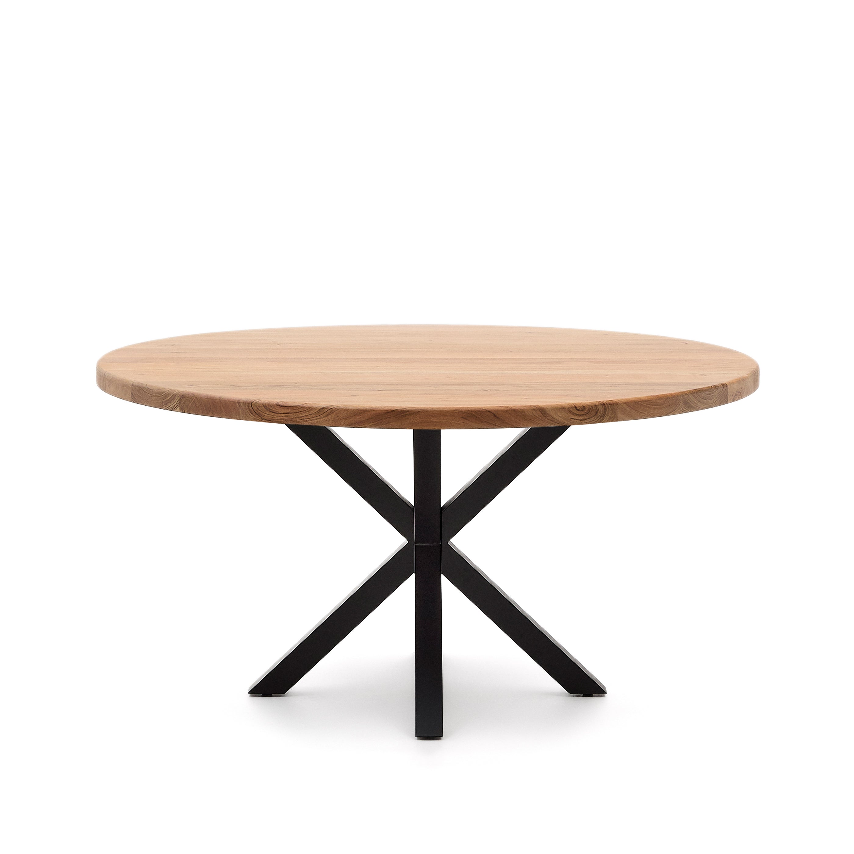 Round table Argo in solid acacia wood and steel legs with black finish Ø 150 cm - Product Image