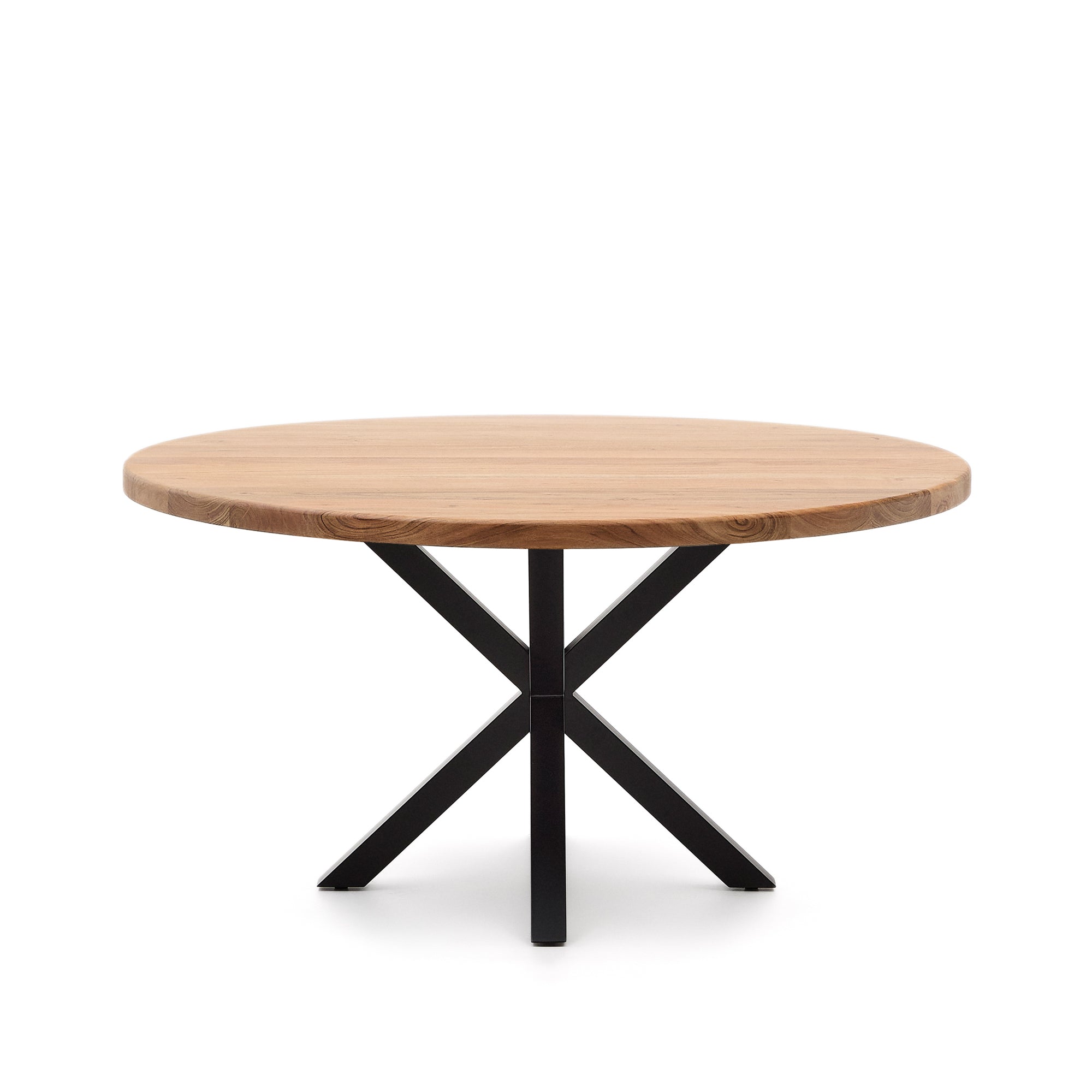 Round table Argo in solid acacia wood and steel legs with black finish Ø 150 cm - Product Image