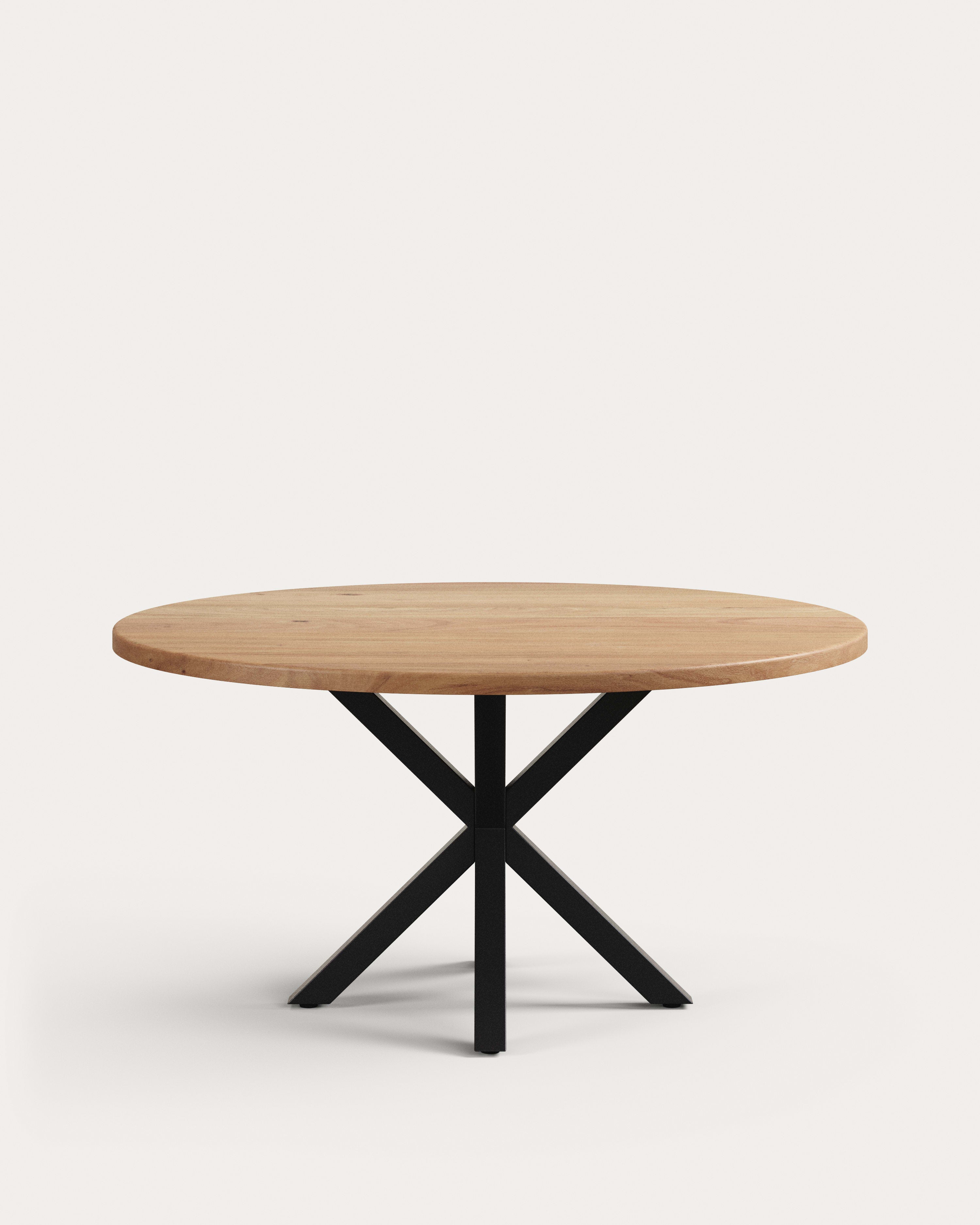 Round table Argo in solid acacia wood and steel legs with black finish Ø 150 cm - Product View