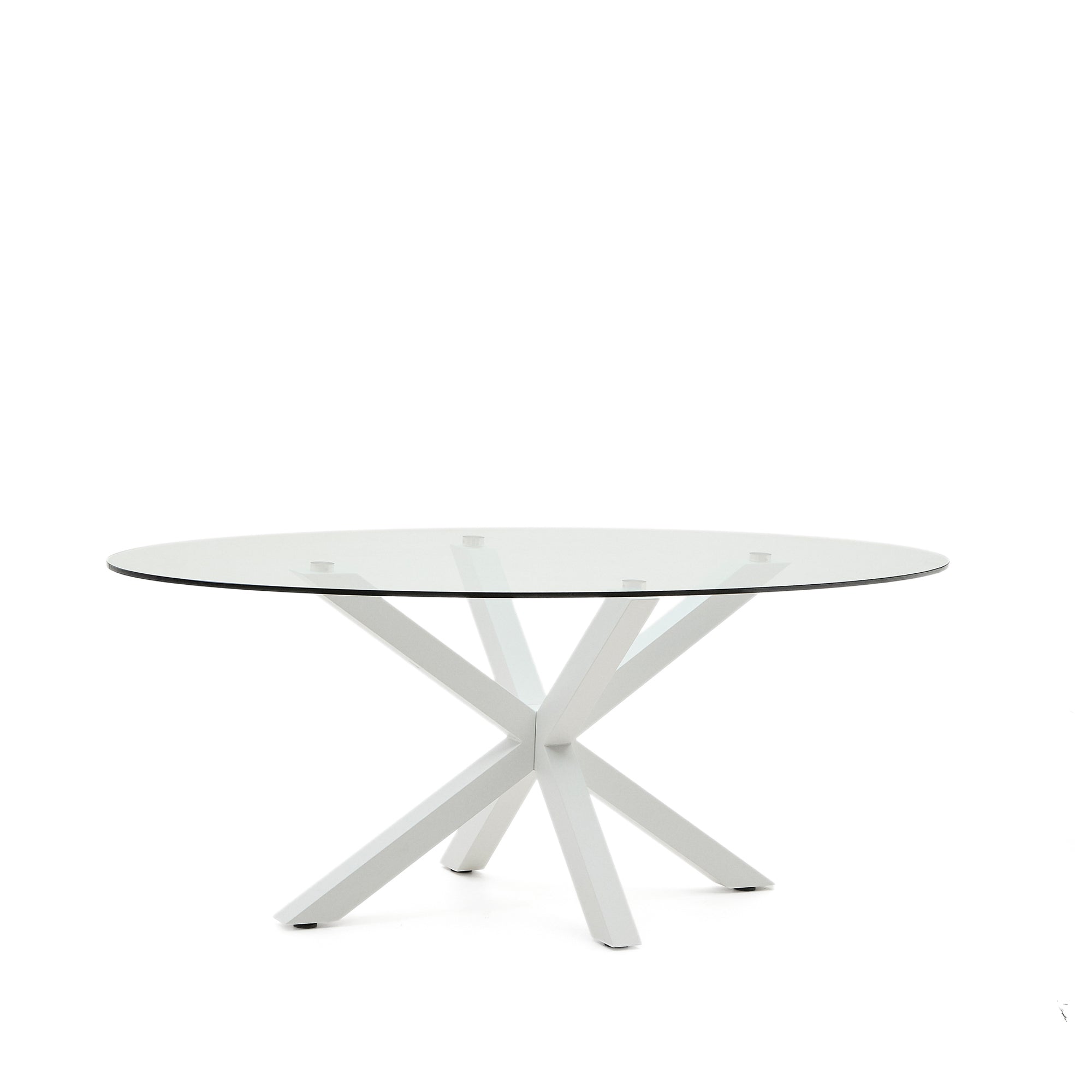 Argo oval table in glass and steel legs with white finish Ø 200 x 100 cm - Product Image