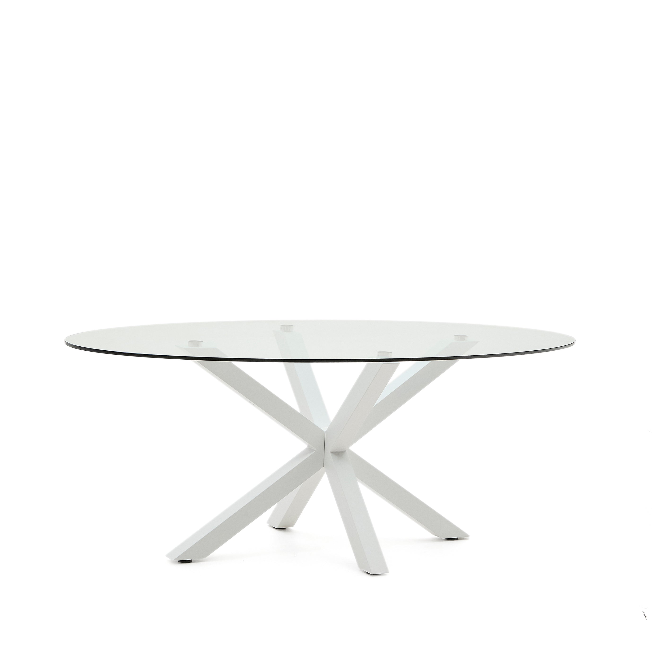 Argo oval table in glass and steel legs with white finish Ø 200 x 100 cm - Product Image