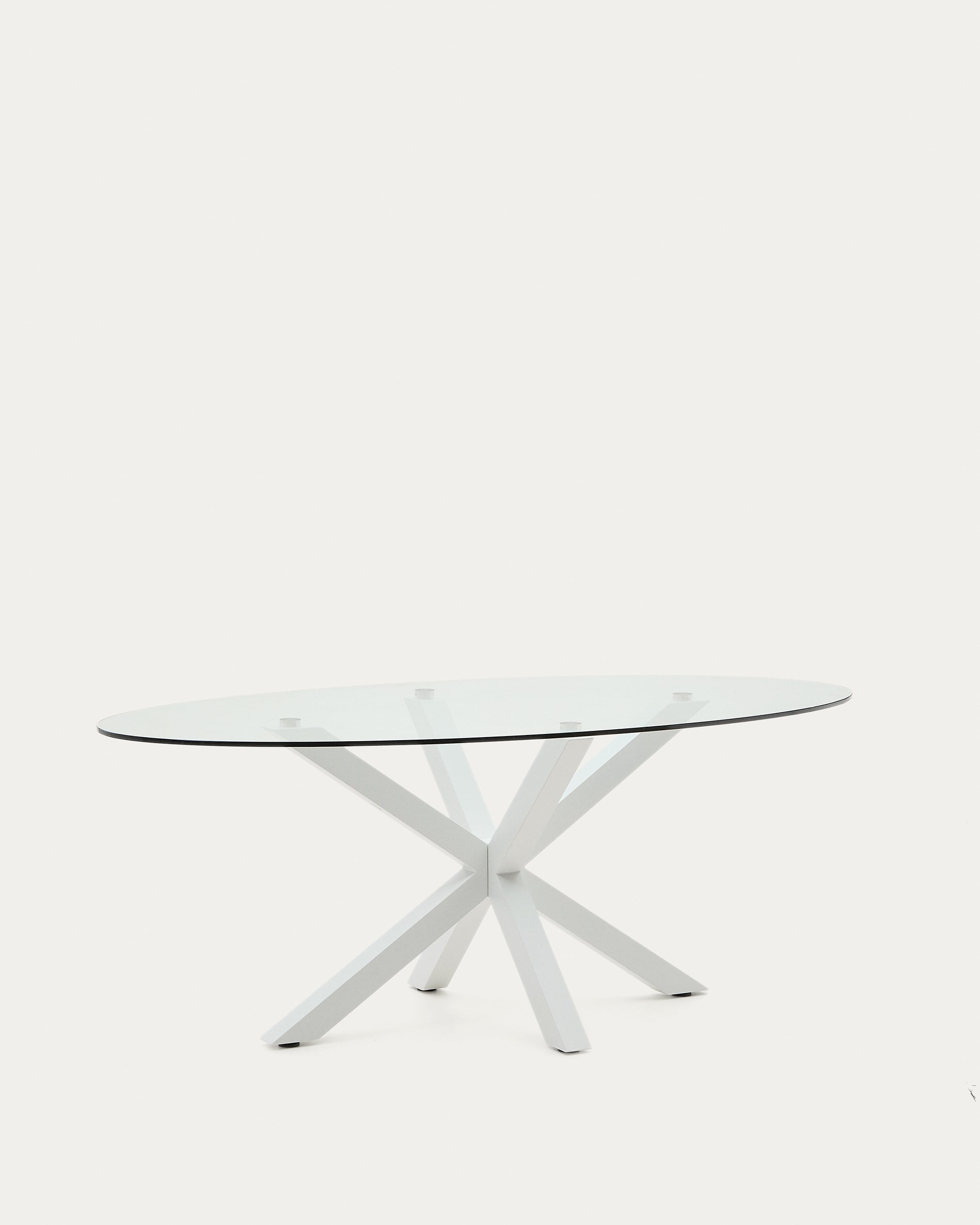Argo oval table in glass and steel legs with white finish Ø 200 x 100 cm - Product View