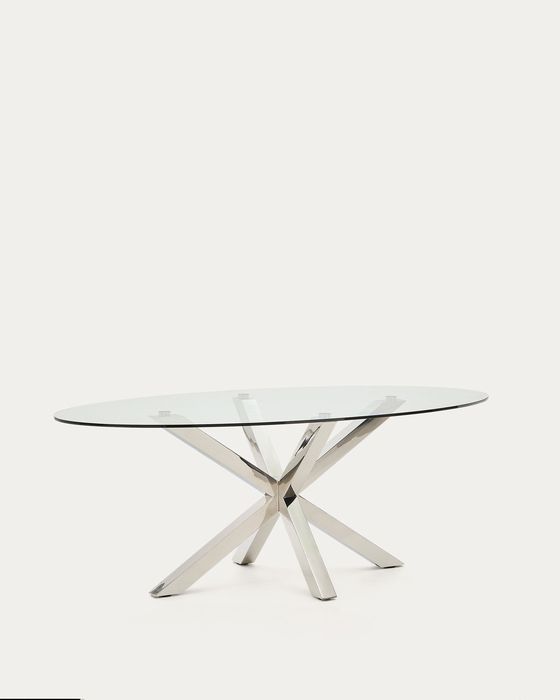 Argo oval table in glass and stainless steel legs Ø 200 x 100 cm - Product View