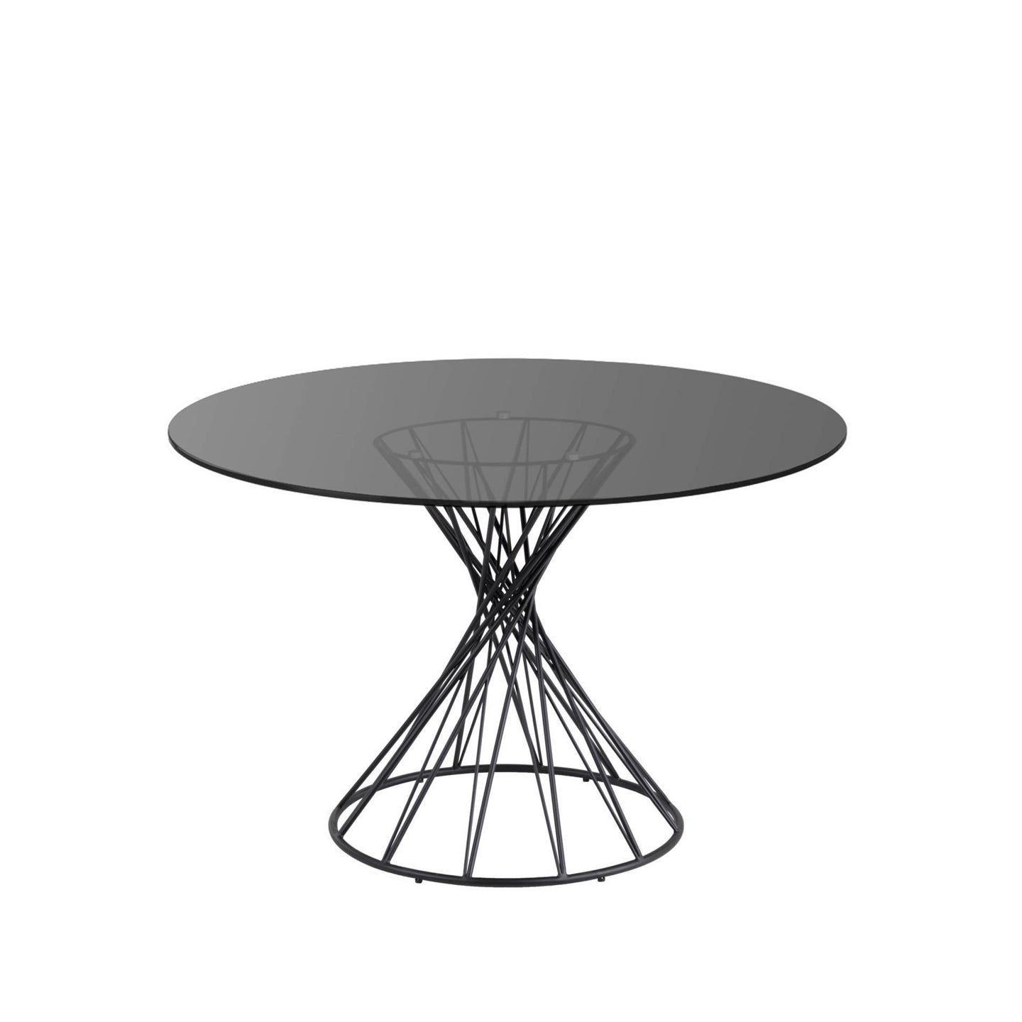 Niut round glass table with solid steel legs with black finish Ø 120 cm - Product Image