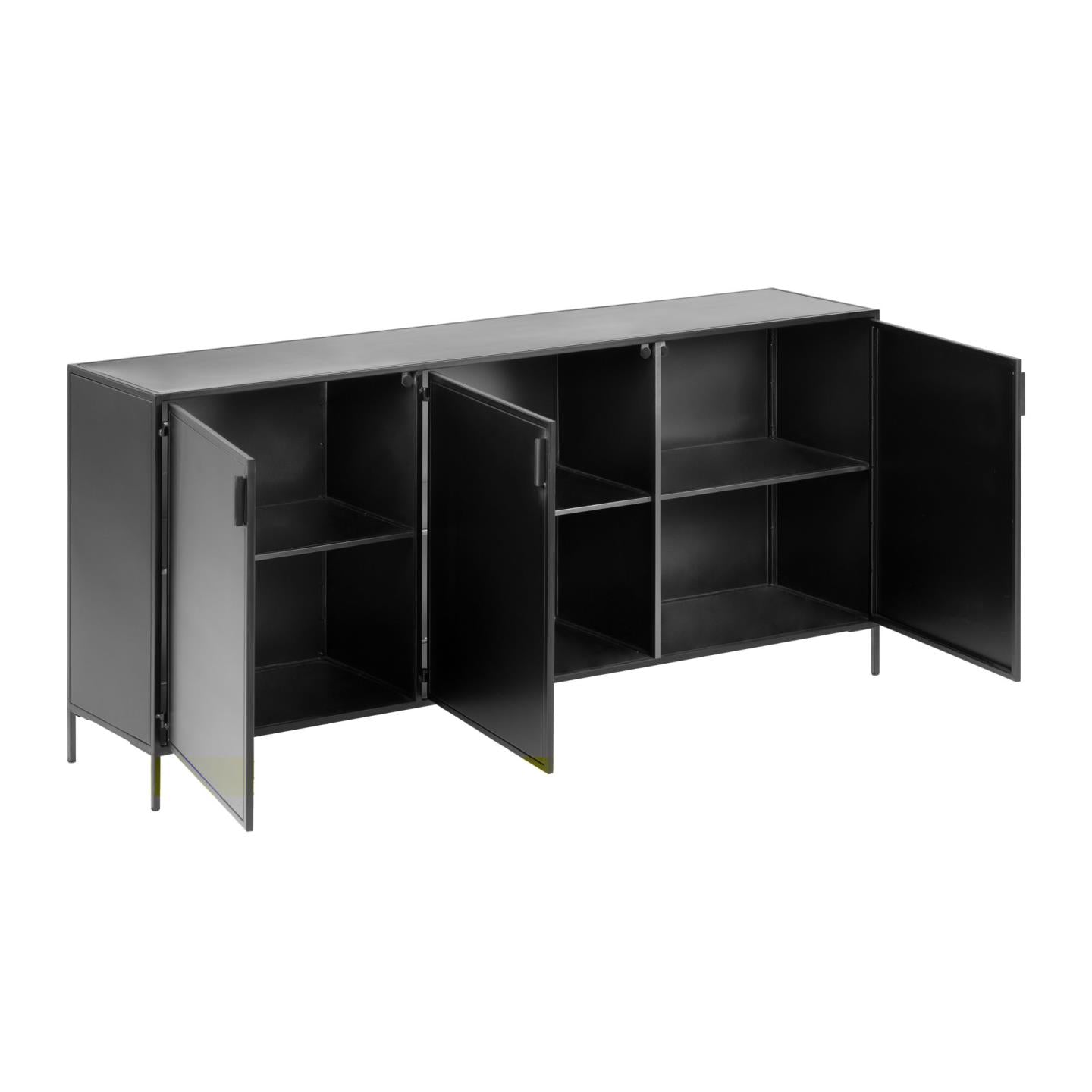 Shantay metal sideboard in a painted black finish with 3 doors, 160 x 72 cm - Product Image