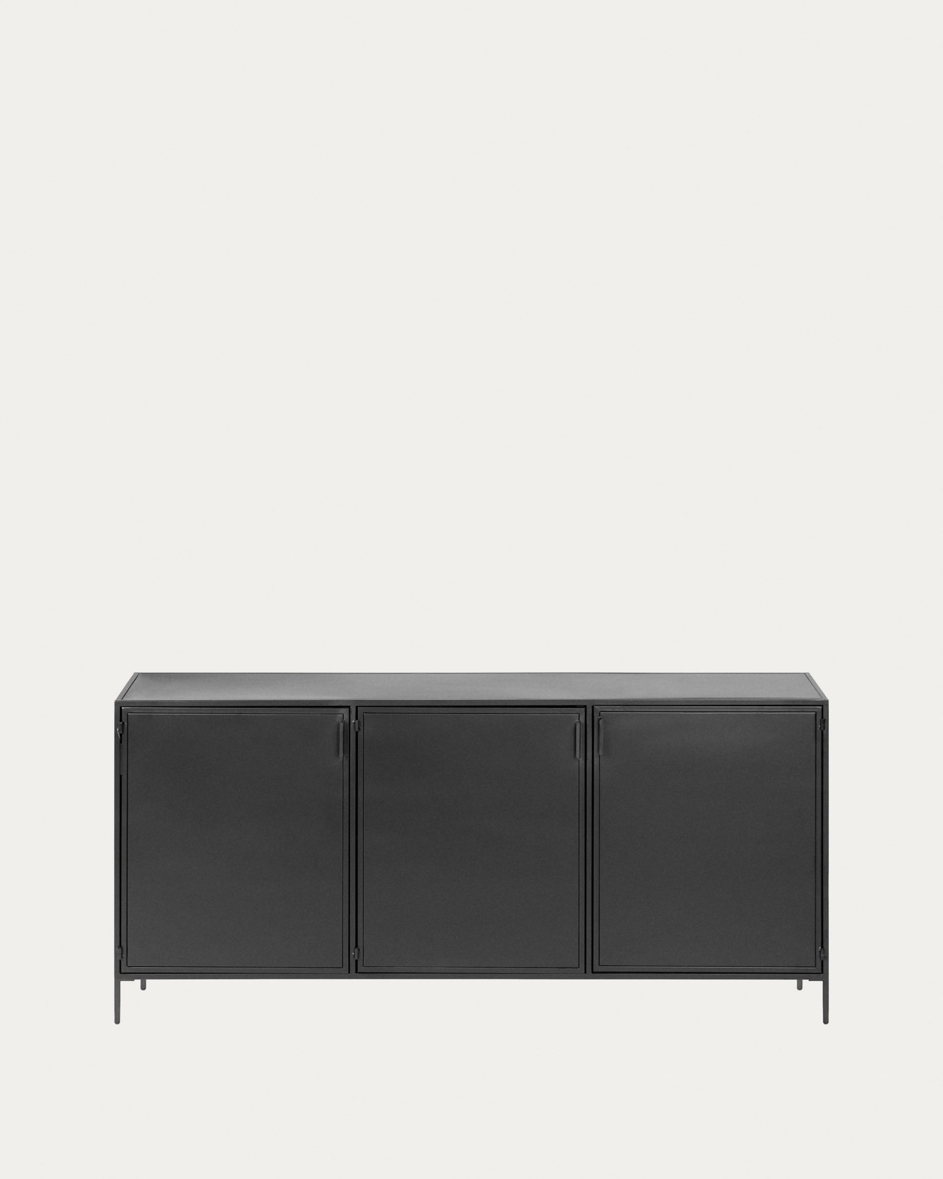 Shantay metal sideboard in a painted black finish with 3 doors, 160 x 72 cm - Product View