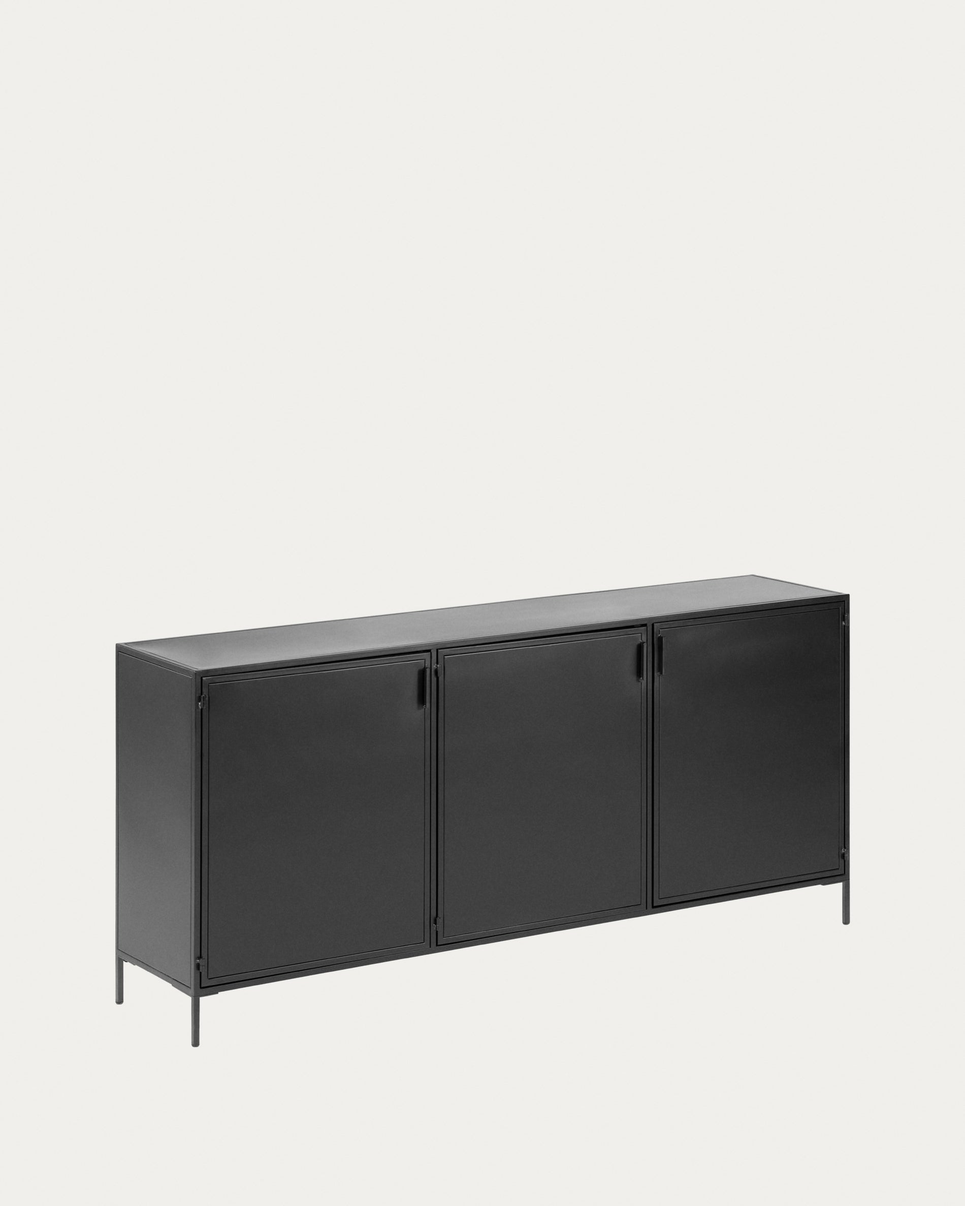 Shantay metal sideboard in a painted black finish with 3 doors, 160 x 72 cm - Product View