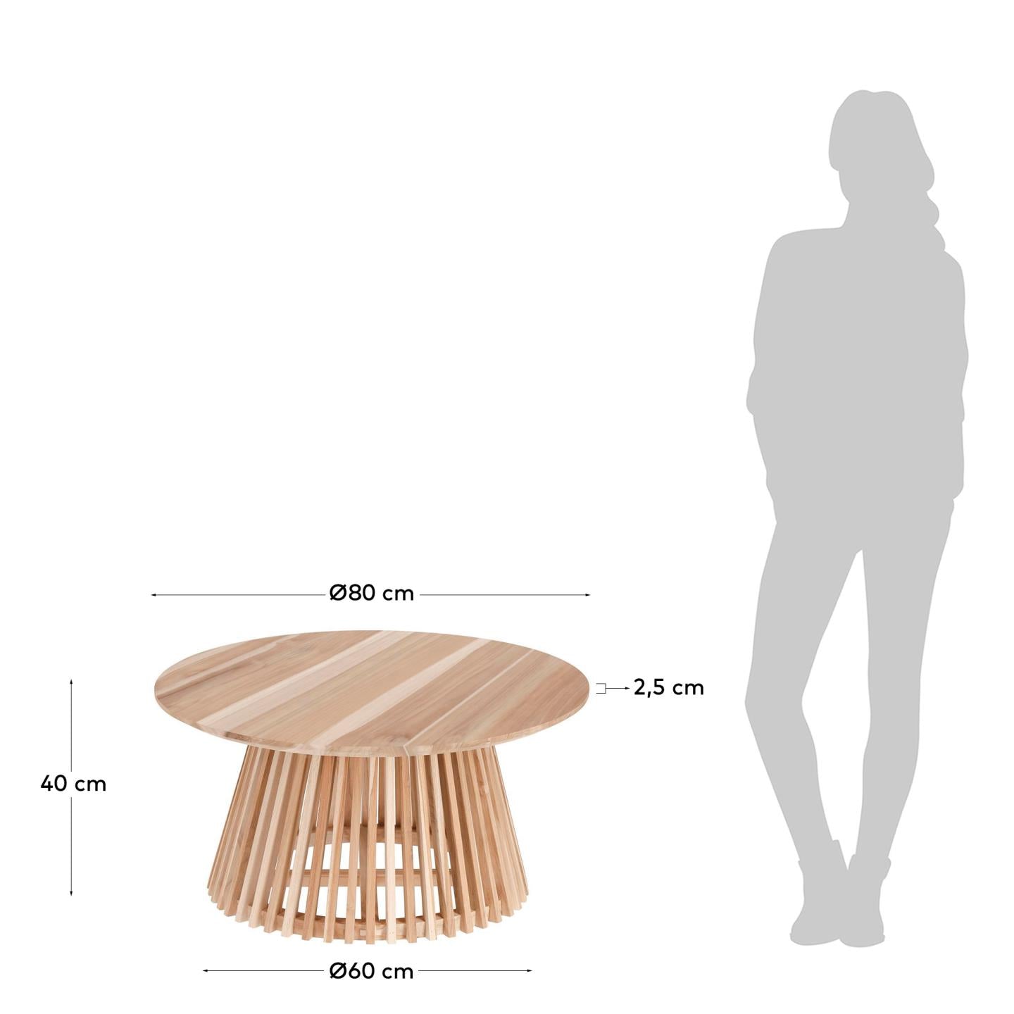 Jeanette Ø 80 cm natural coffee table - Measurements