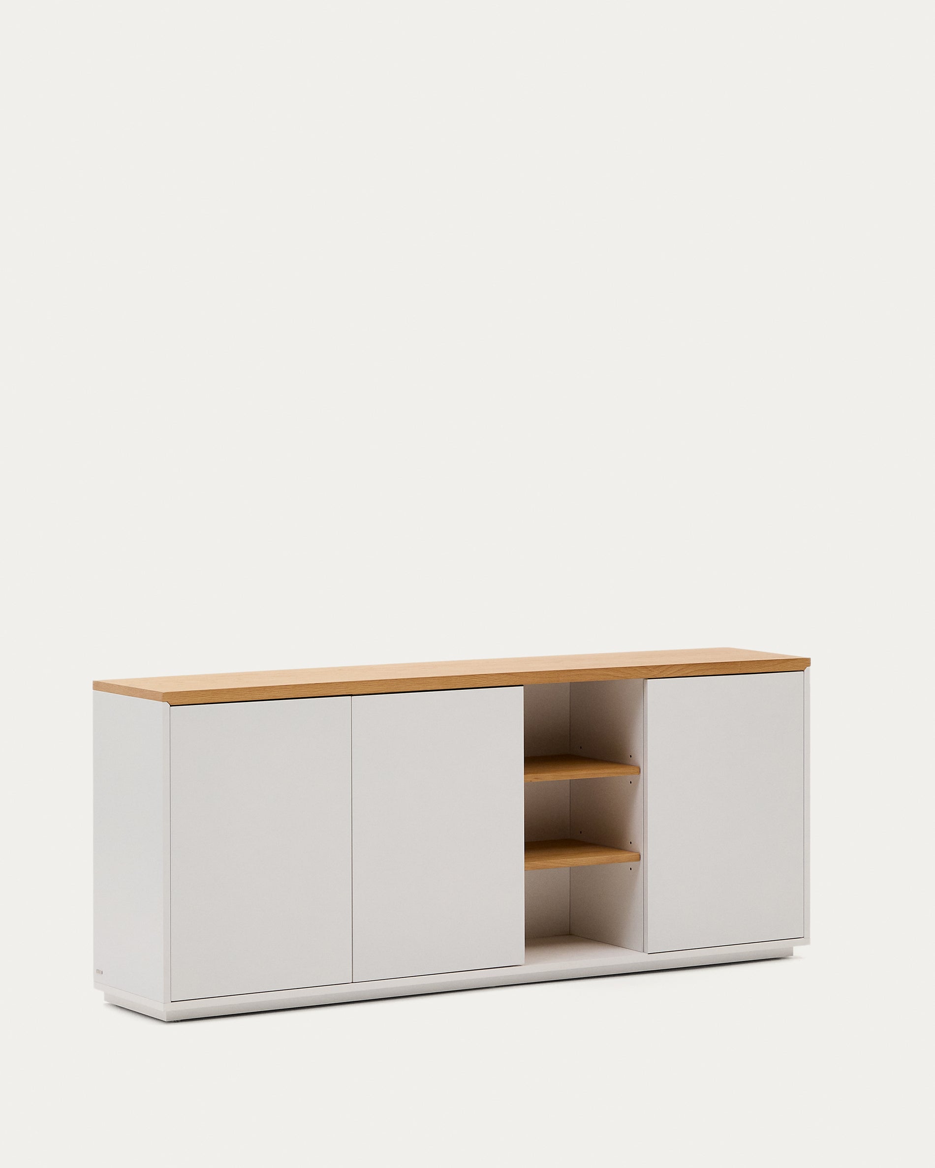 Abilen oak wood veneer 3 door sideboard with white lacquer, 180 x 75 cm FSC 100% - Product View