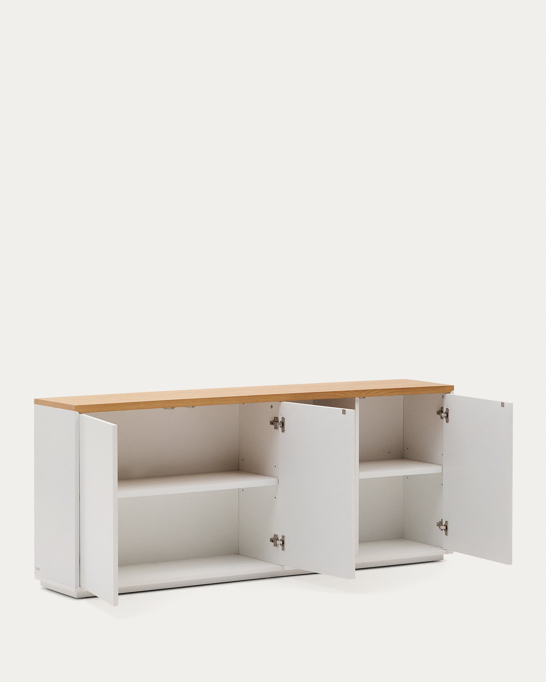 Abilen oak wood veneer 3 door sideboard with white lacquer, 180 x 75 cm FSC 100% - Product View