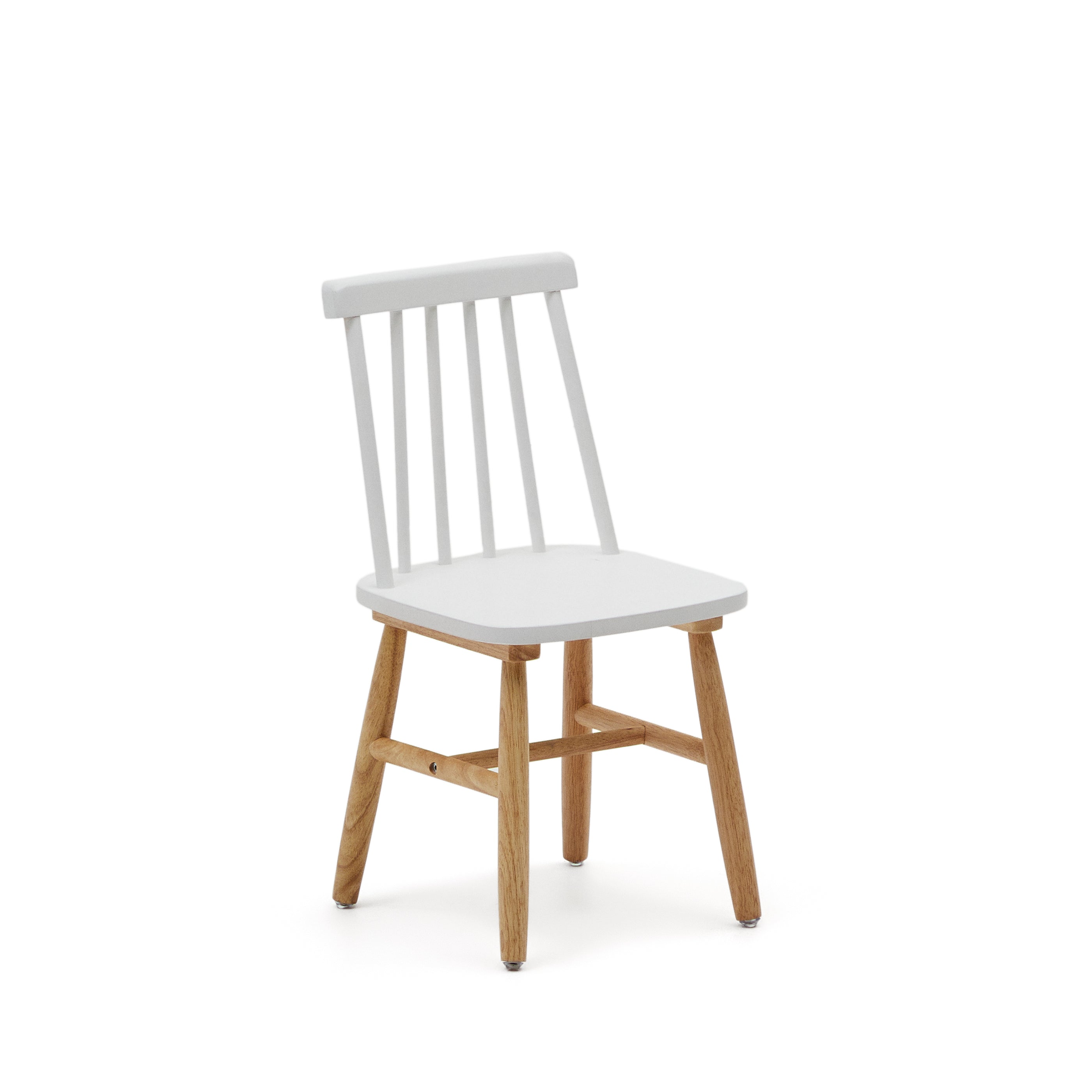 Tressia kids chair in solid rubber wood with white and natural finish - Product Image