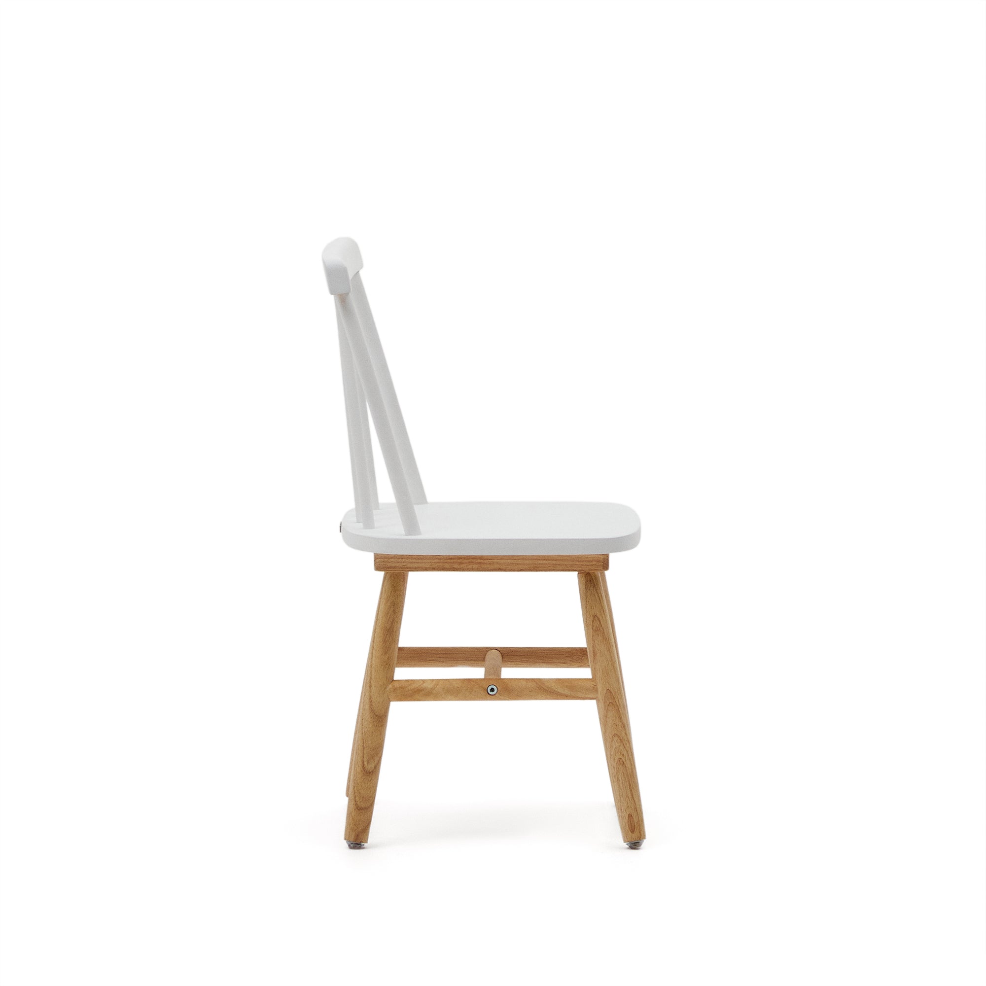 Tressia kids chair in solid rubber wood with white and natural finish - Product Image