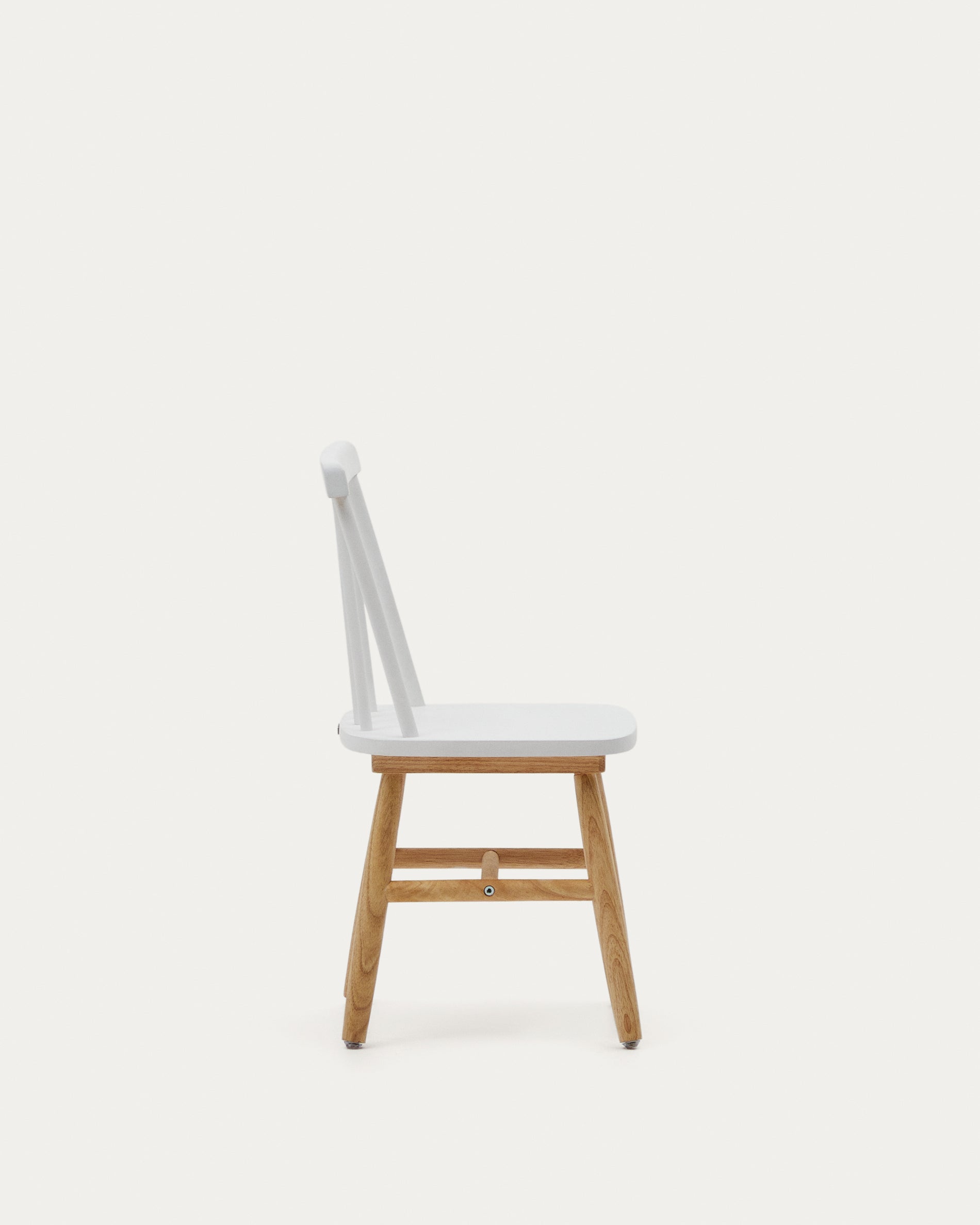 Tressia kids chair in solid rubber wood with white and natural finish - Product View