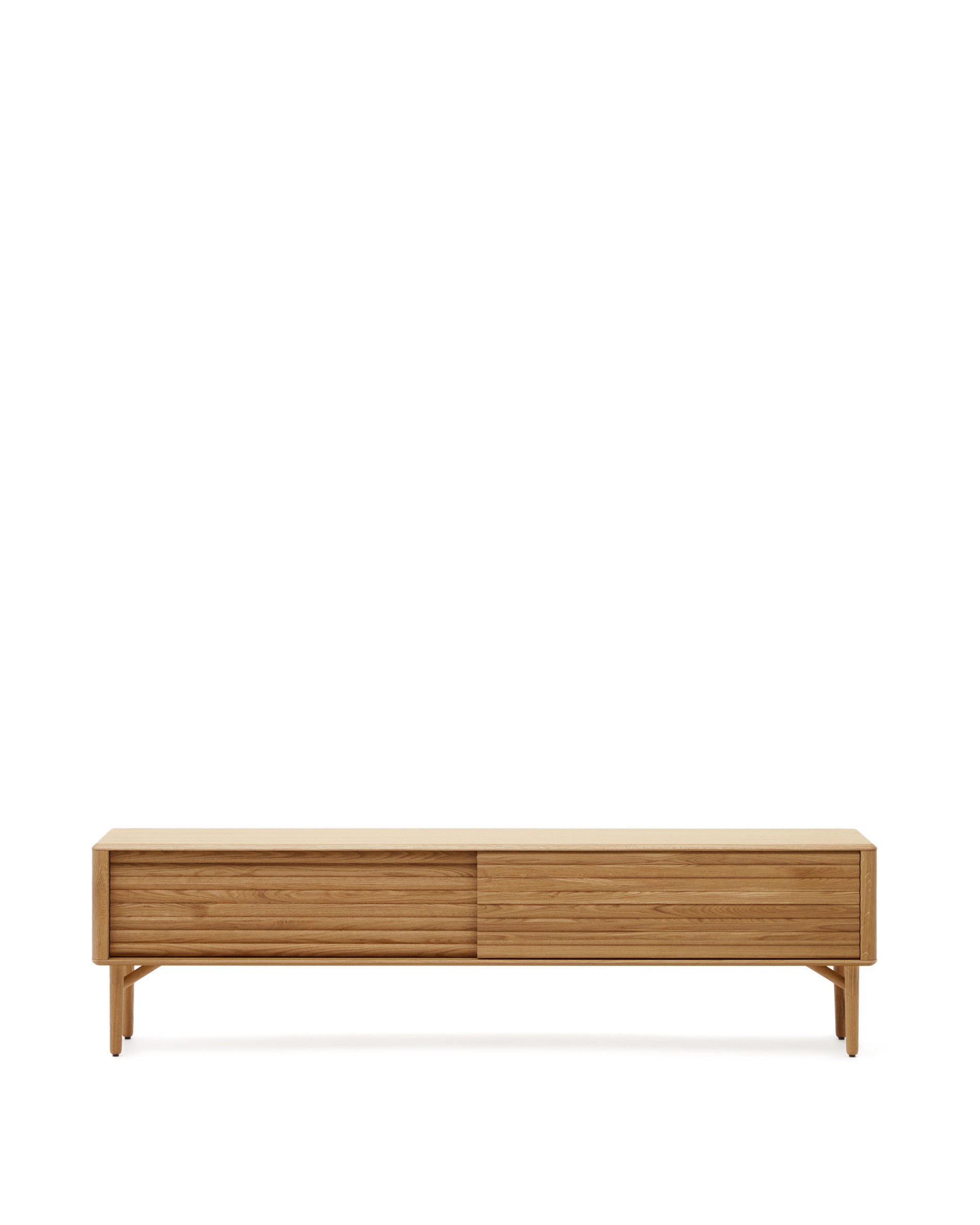 Lenon 2 door solid wood and oak veneer TV stand, 200 x 57 cm, FSC MIX Credit - Product Image