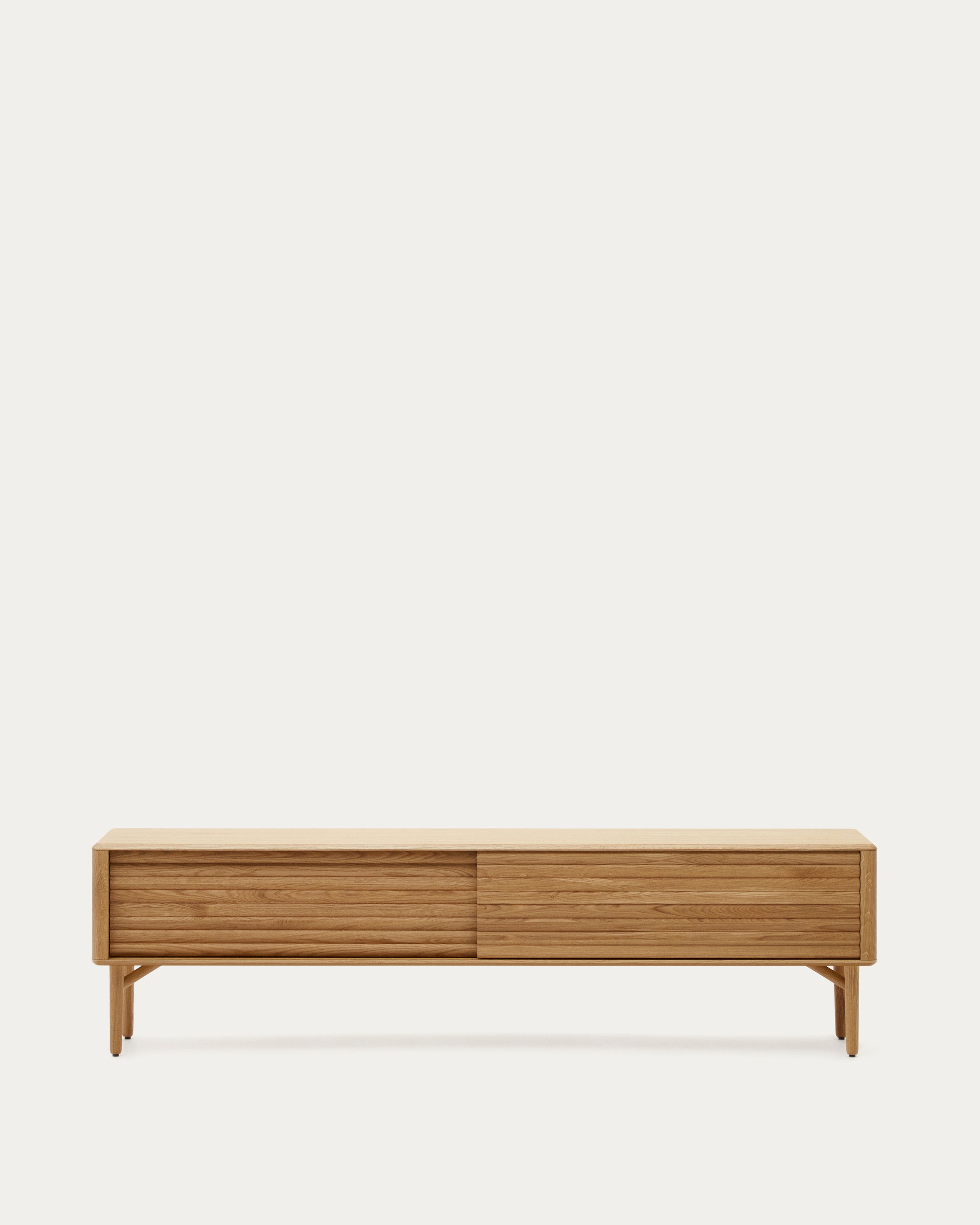 Lenon 2 door solid wood and oak veneer TV stand, 200 x 57 cm, FSC MIX Credit - Product View