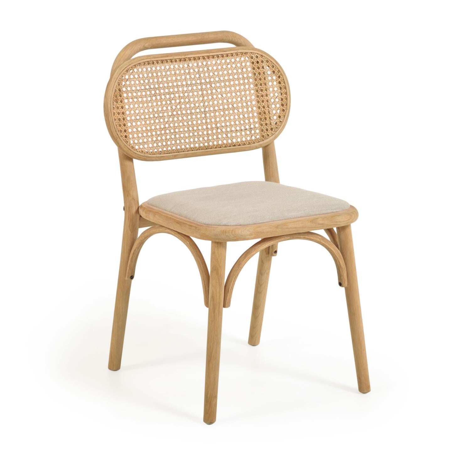 Doriane solid oak chair with natural finish and upholstered seat FSC Mix Credit - Product Image